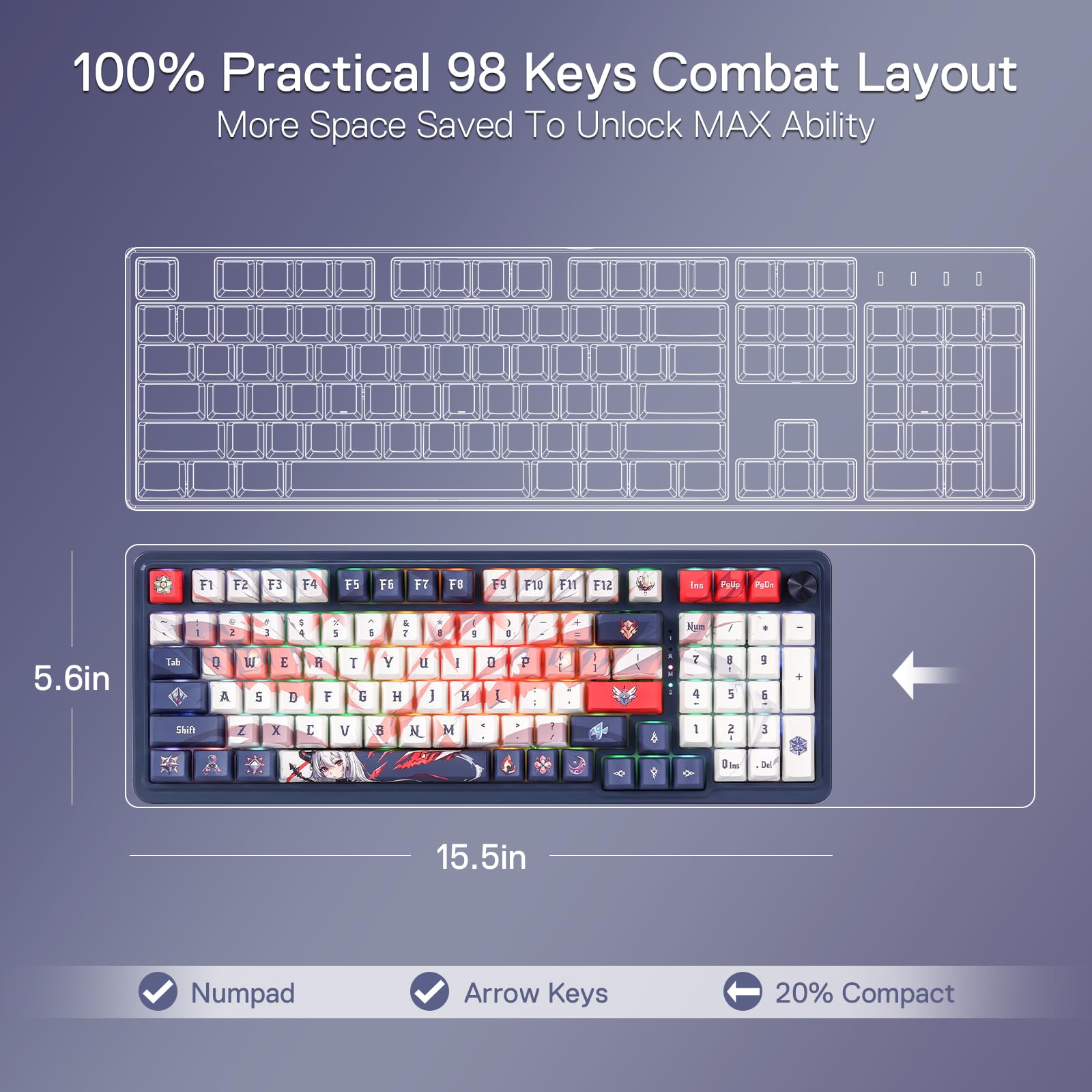 Foto 7 | Teclado Para Juegos Redragon K686 Pro Se 98 Teclas Rgb Inalámbrico - Venta Internacional.