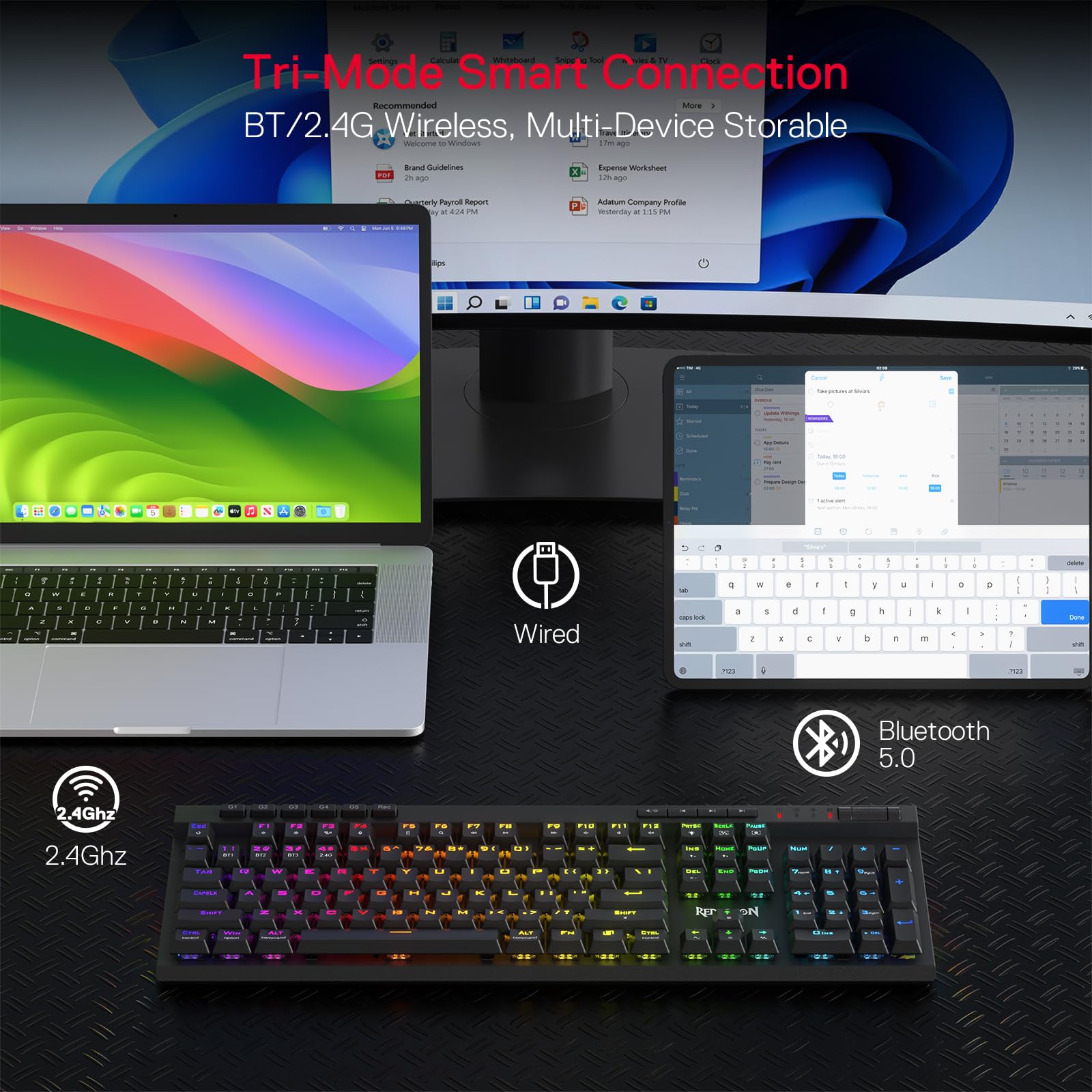 Foto 3 pulgar | Teclado Inalámbrico Rgb Para Juegos Redragon K580 Pro Con 104 Teclas - Venta Internacional.