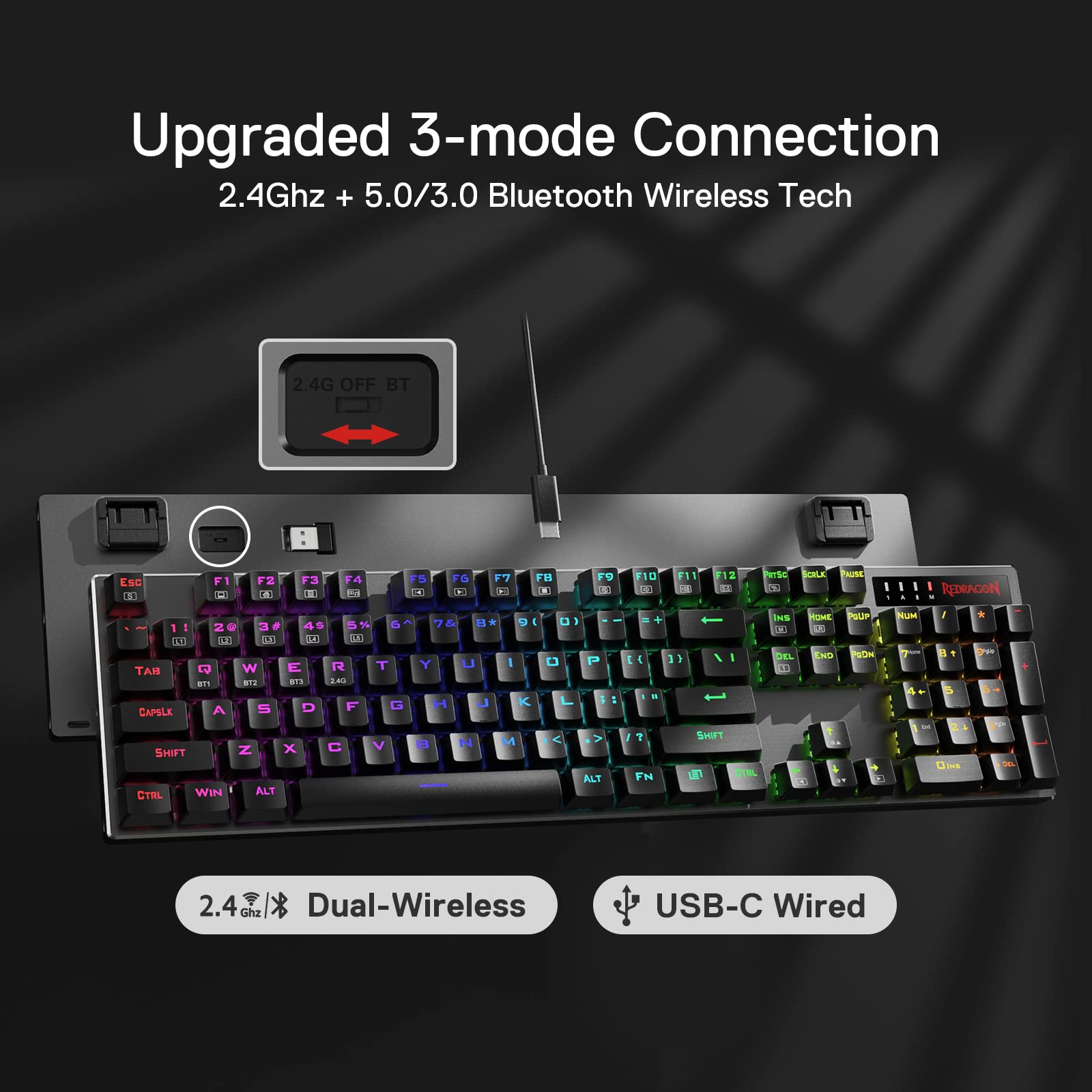 Foto 3 pulgar | Teclado Inalámbrico Rgb Para Juegos Redragon K556 Pro Actualizado - Venta Internacional.