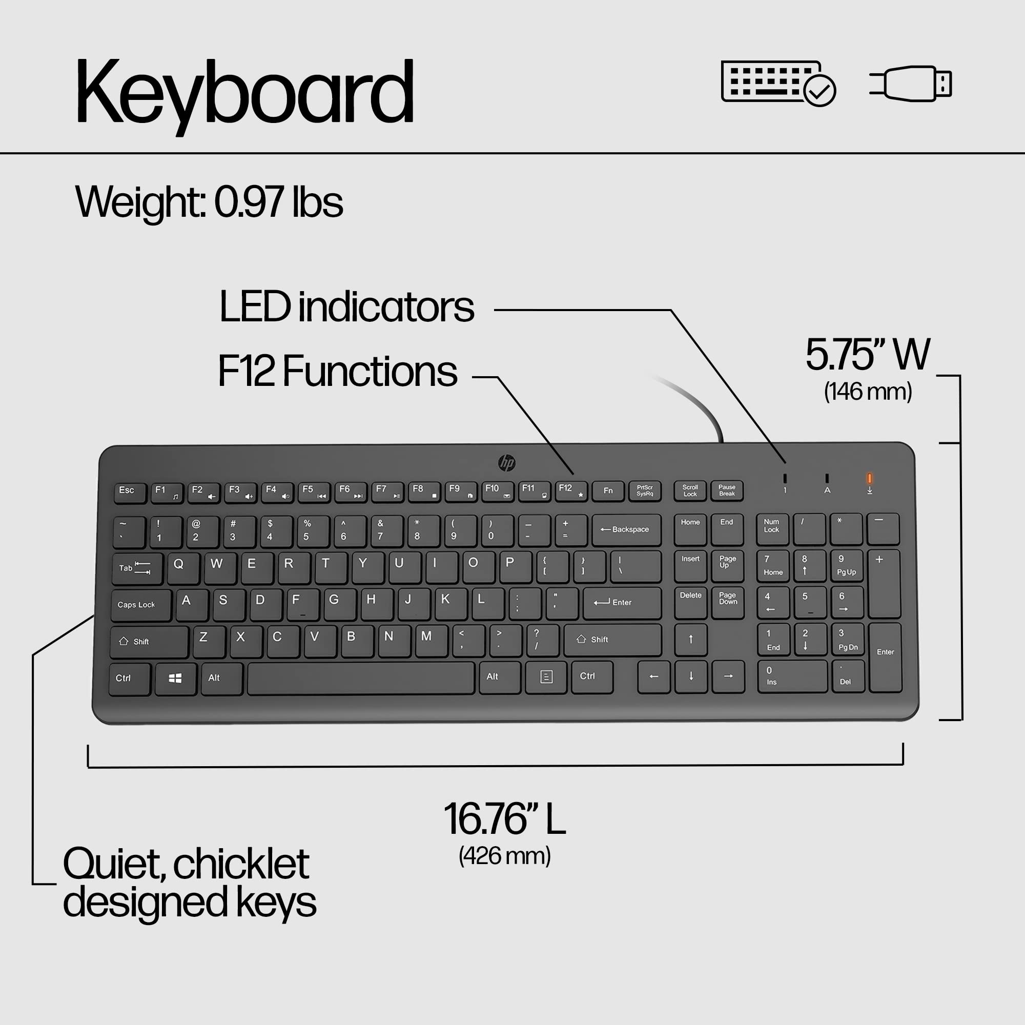 Foto 8 pulgar | Teclado Hp 150 Con Cable Con Teclado Numérico Usb Negro - Venta Internacional.