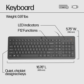 Foto 7 | Teclado Hp 150 Con Cable Con Teclado Numérico Usb Negro - Venta Internacional.