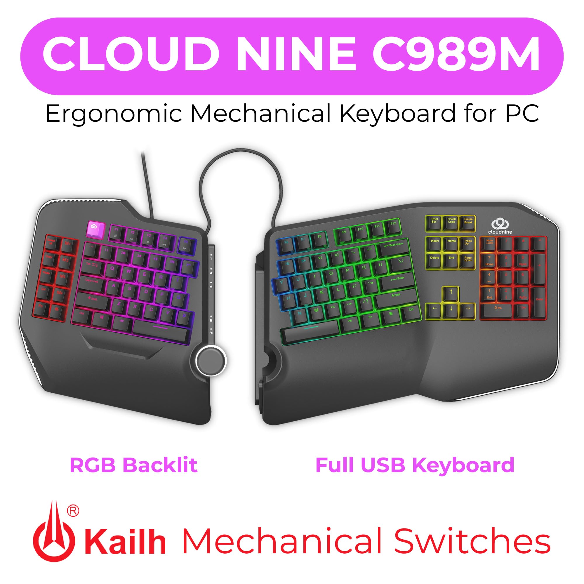 Foto 3 pulgar | Teclado Mecánico Cloud Nine C989m Kailh Tactile Brown - Venta Internacional.