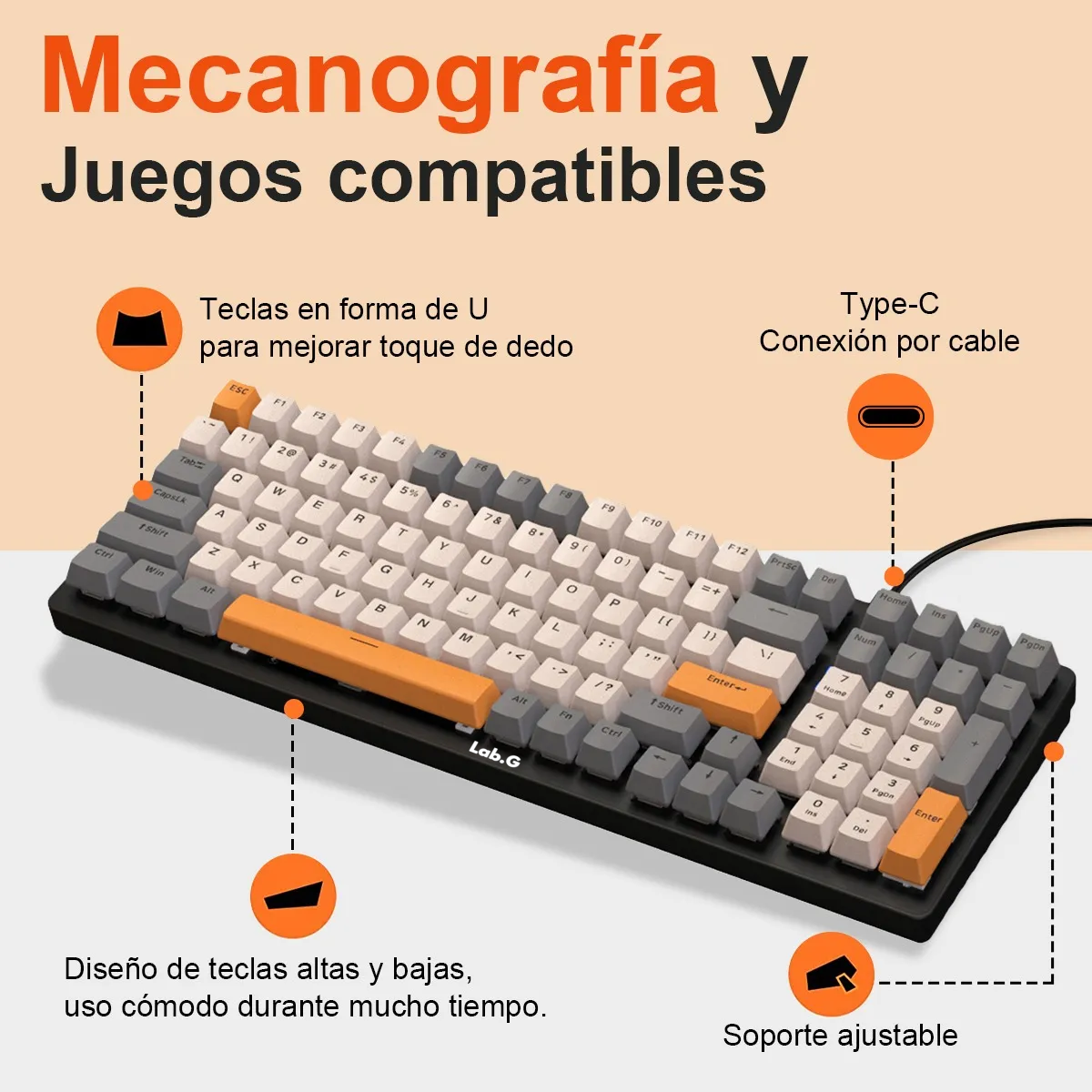 Foto 3 | Teclado Mecánico Para Juegos Profesional Rgb De Gama Alta Lab.g Multicolor