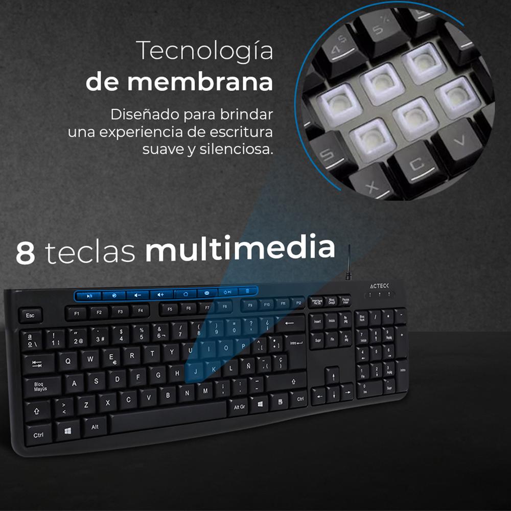Foto 6 pulgar | Teclado Acteck Inspire Prime Ta222 Membrana Negro Ac-940146