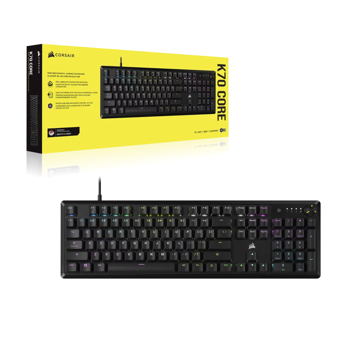 Teclado Corsair K70 Core Rgb Series Cherry Mlx Red Ch-910971e-sp