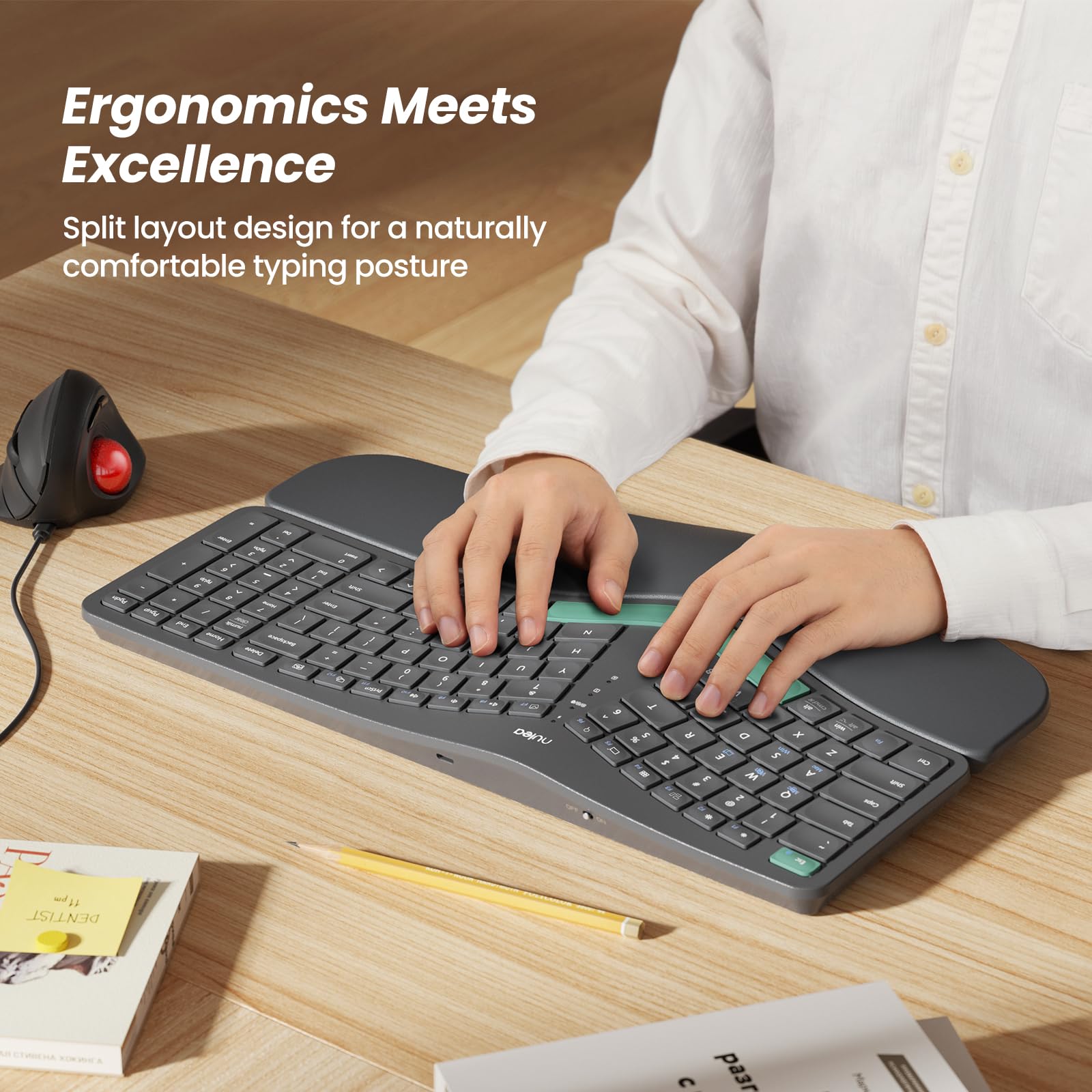 Foto 3 pulgar | Teclado Ergonómico Inalámbrico Nulea Split Con Reposamuñecas - Venta Internacional.