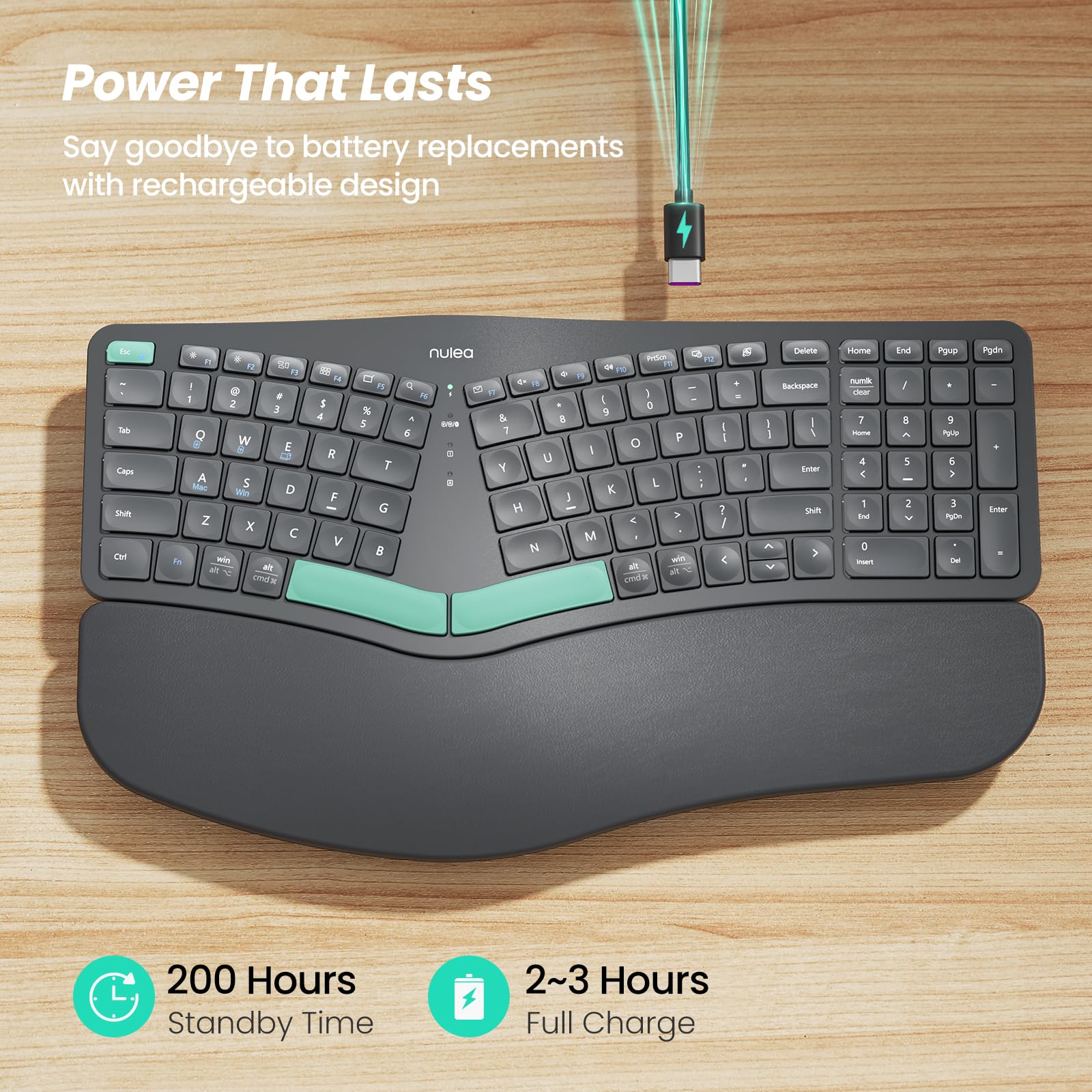 Foto 3 | Teclado Ergonómico Inalámbrico Nulea Split Con Reposamuñecas - Venta Internacional.