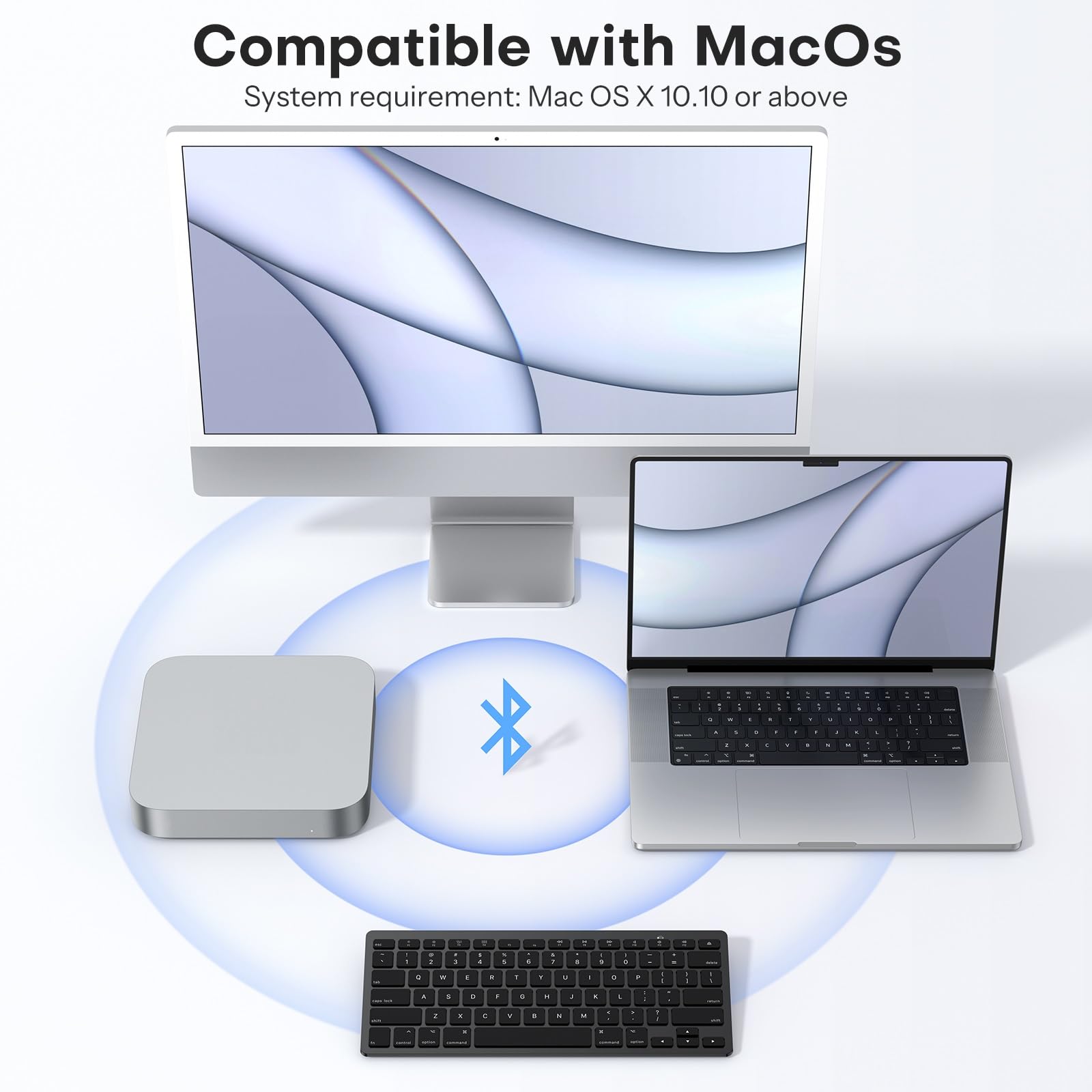 Foto 3 pulgar | Teclado Bluetooth Omoton Compatible Con Mac Negro Oscuro - Venta Internacional.