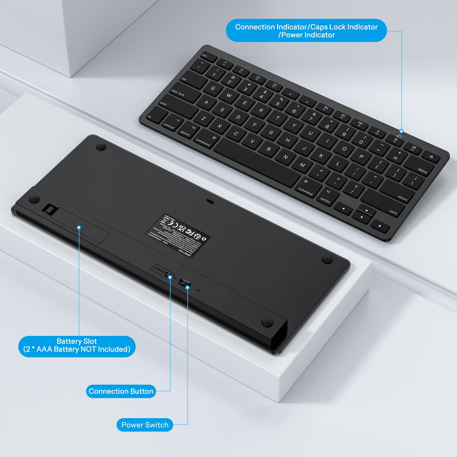 Foto 7 | Teclado Bluetooth Omoton Compatible Con Mac Negro Oscuro - Venta Internacional.