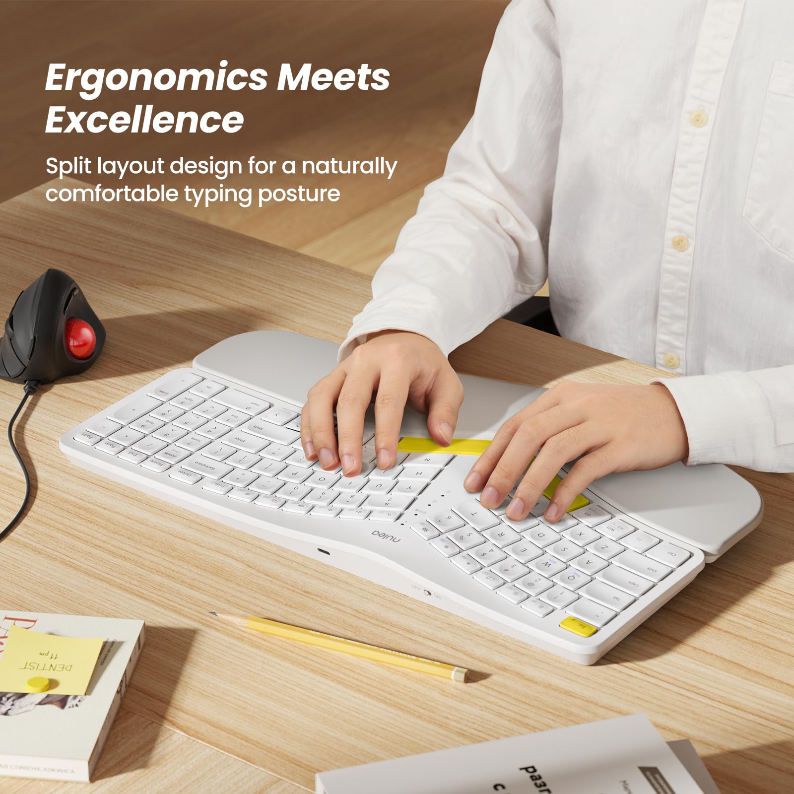 Foto 4 pulgar | Teclado Nulea Rt05b Bluetooth Ergonómico Split Usb-c F-amarillo - Venta Internacional.