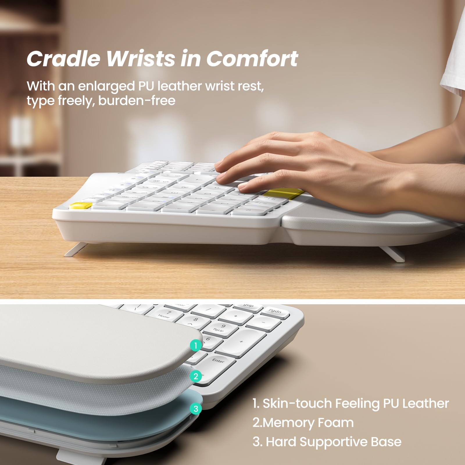 Foto 5 pulgar | Teclado Nulea Rt05b Bluetooth Ergonómico Split Usb-c F-amarillo - Venta Internacional.