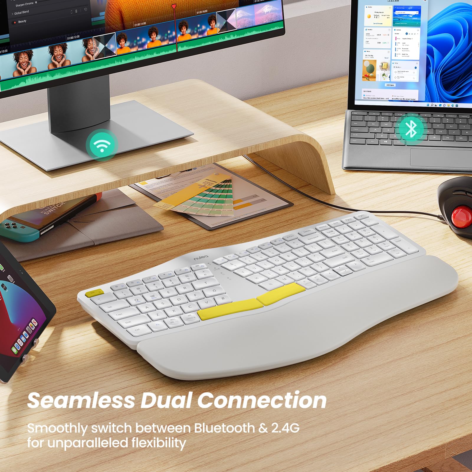 Foto 8 pulgar | Teclado Nulea Rt05b Bluetooth Ergonómico Split Usb-c F-amarillo - Venta Internacional.