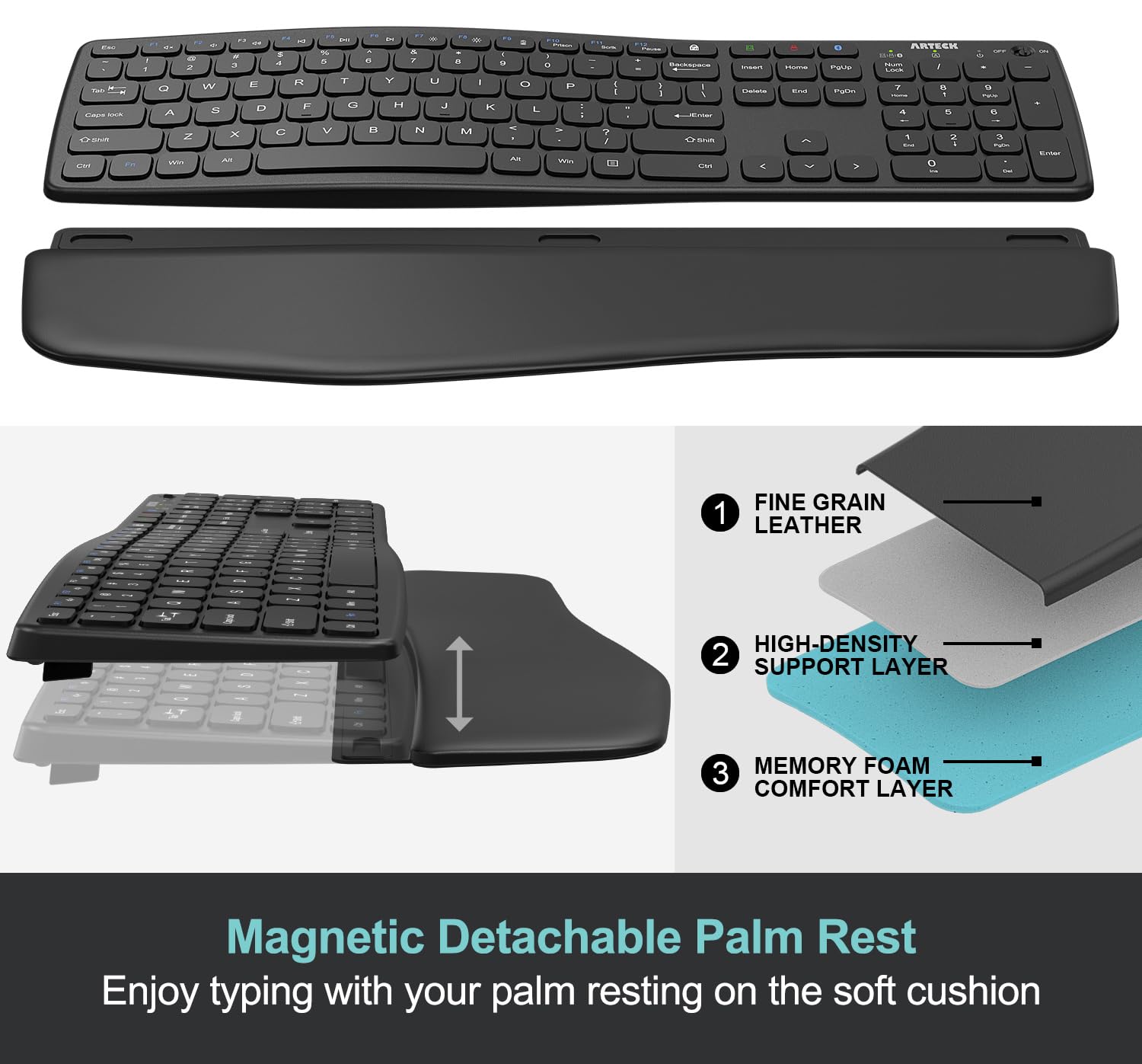 Foto 3 pulgar | Teclado Arteck Bluetooth Inalámbrico Cómodo Para Múltiples Dispositivos - Venta Internacional.