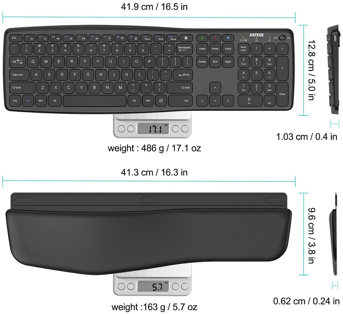 Foto 6 | Teclado Arteck Bluetooth Inalámbrico Cómodo Para Múltiples Dispositivos - Venta Internacional.