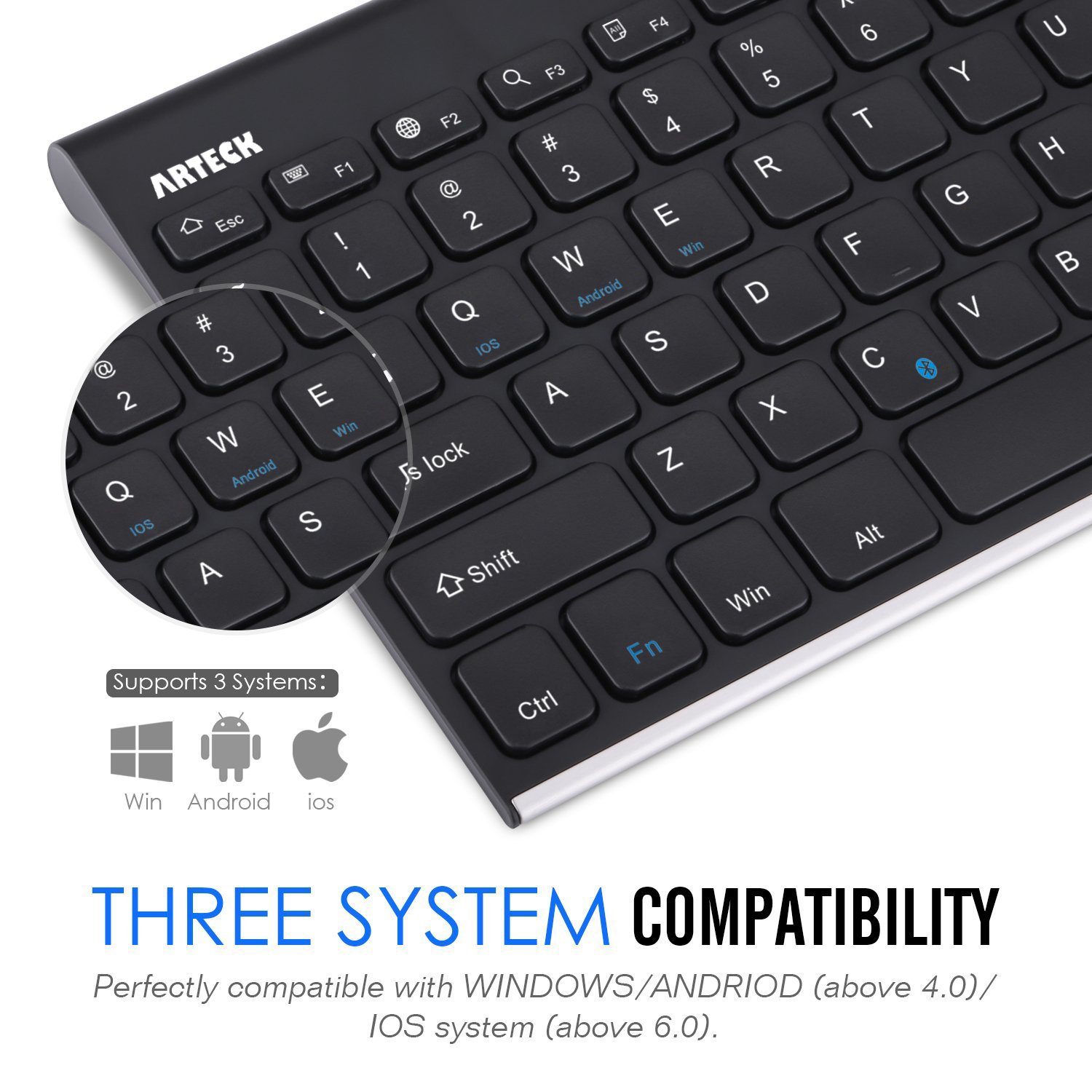 Foto 3 | Teclado Bluetooth Arteck De Acero Inoxidable Para Ipad De 10 2 Pulgadas - Venta Internacional.