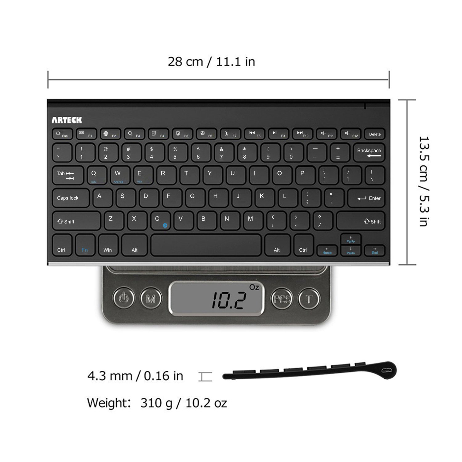 Foto 6 | Teclado Bluetooth Arteck De Acero Inoxidable Para Ipad De 10 2 Pulgadas - Venta Internacional.
