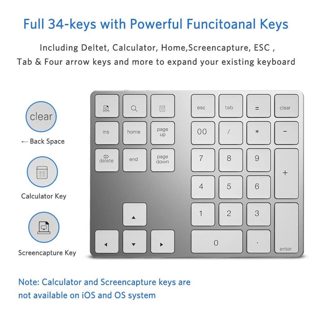 Foto 4 pulgar | Tecla Numérica Bluetooth Joyeky  34 Teclas  Usb C  Recargable - Venta Internacional.