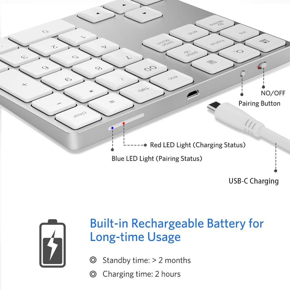Foto 5 pulgar | Tecla Numérica Bluetooth Joyeky  34 Teclas  Usb C  Recargable - Venta Internacional.