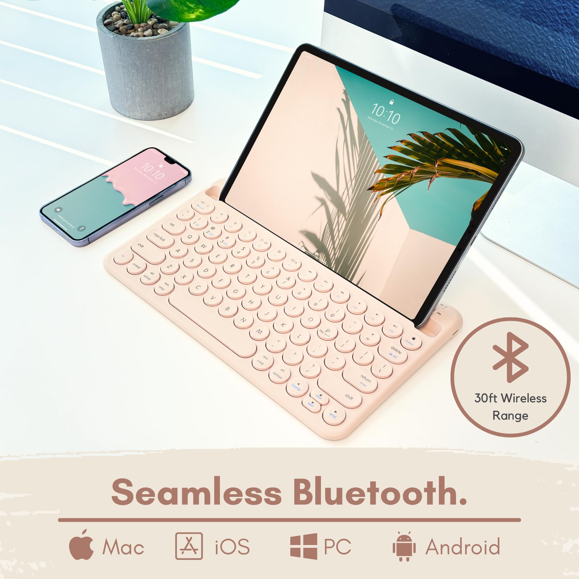 Foto 3 pulgar | Teclado Bluetooth Macally Para Tableta Ipad Iphone Boba Brown - Venta Internacional.