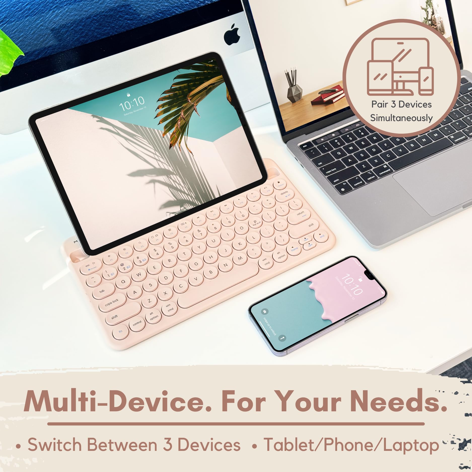 Foto 4 pulgar | Teclado Bluetooth Macally Para Tableta Ipad Iphone Boba Brown - Venta Internacional.