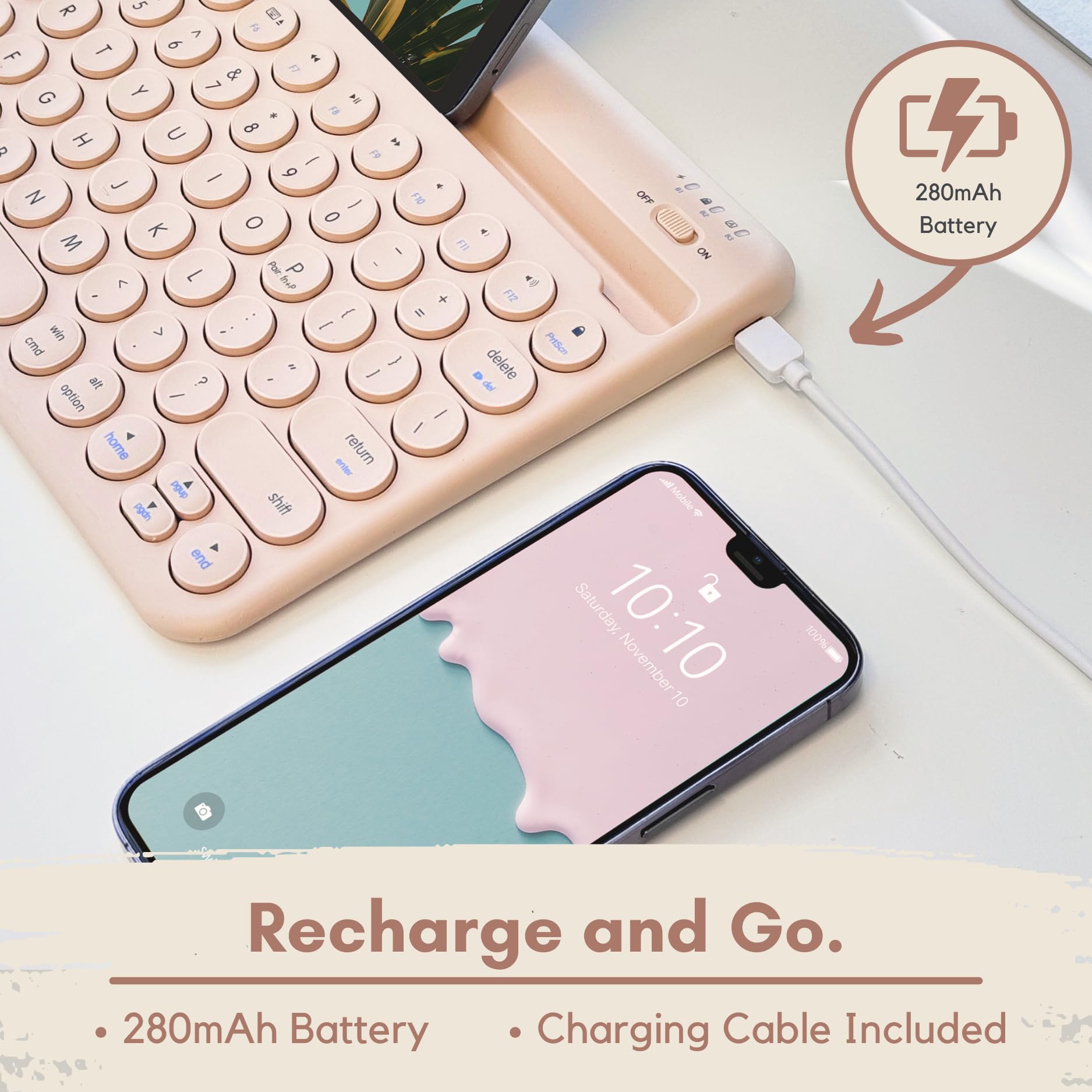 Foto 5 | Teclado Bluetooth Macally Para Tableta Ipad Iphone Boba Brown - Venta Internacional.