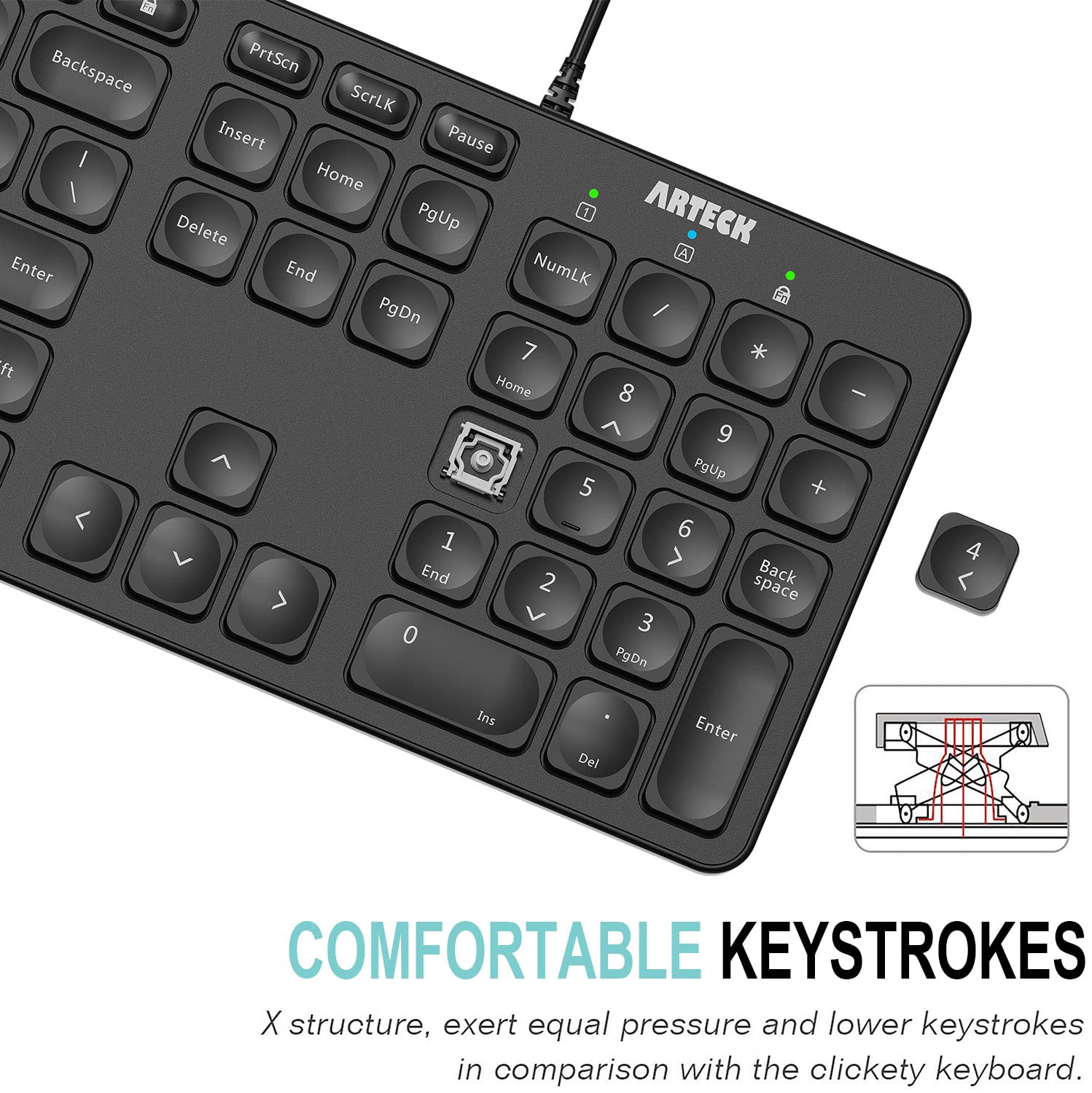 Foto 4 pulgar | Teclado Arteck Con Cable Usb Retroiluminado De Tamaño Completo Para Pc/portátil - Venta Internacional.