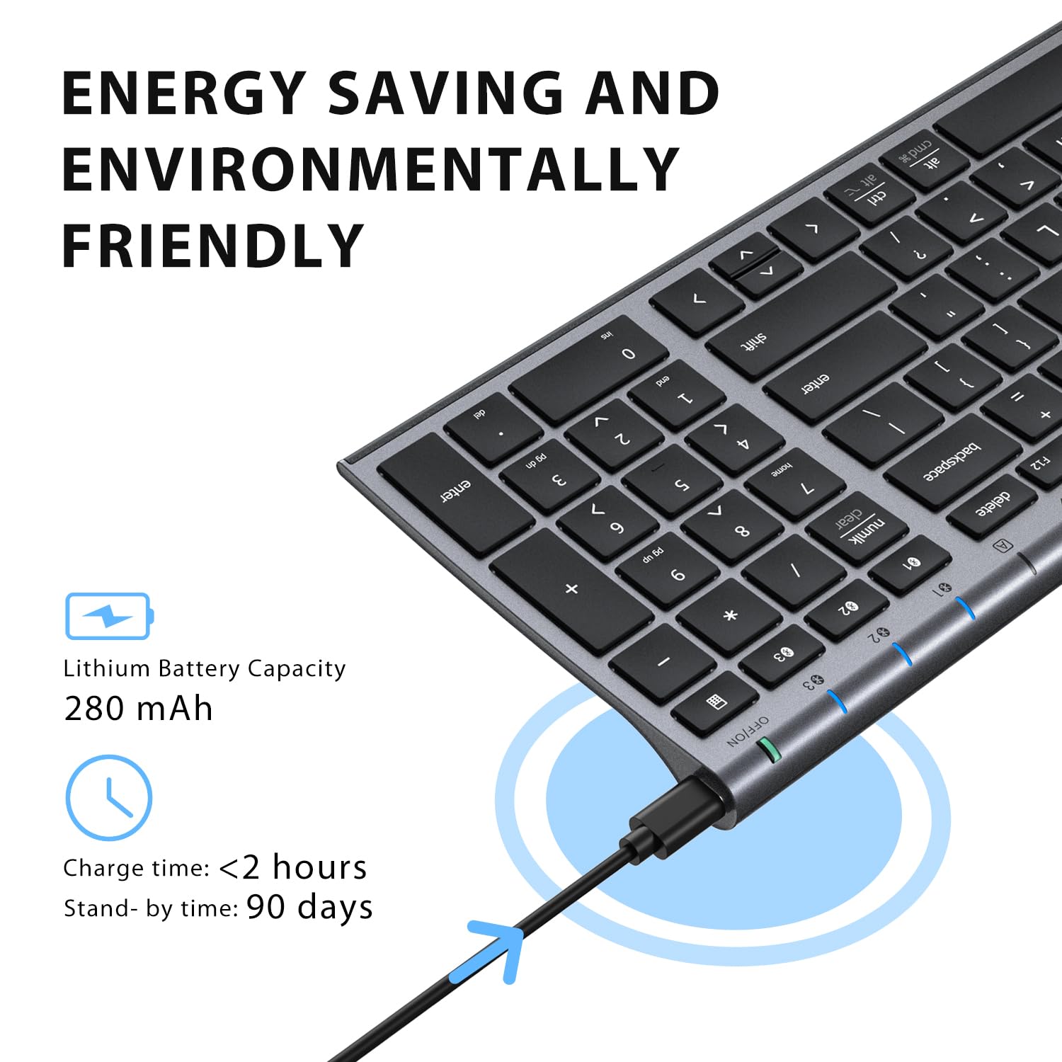 Foto 4 pulgar | Teclado Bluetooth Iclever Bk10 Universal Inalámbrico Con Teclado Numérico - Venta Internacional.