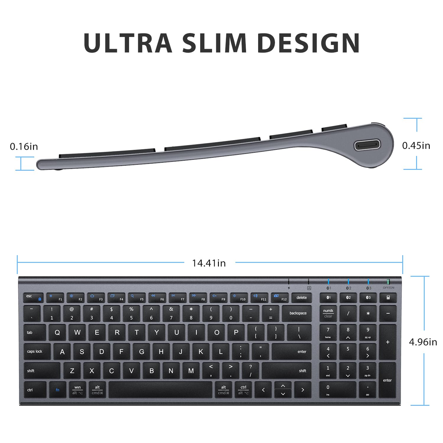 Foto 7 pulgar | Teclado Bluetooth Iclever Bk10 Universal Inalámbrico Con Teclado Numérico - Venta Internacional.