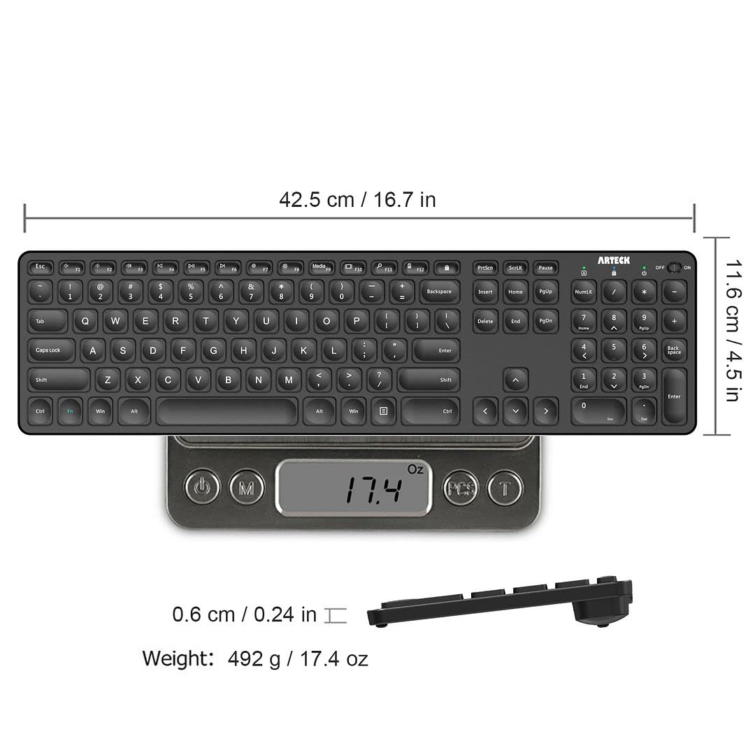 Foto 7 pulgar | Teclado Inalámbrico Arteck Ultra Slim Con Teclado Numérico - Venta Internacional.