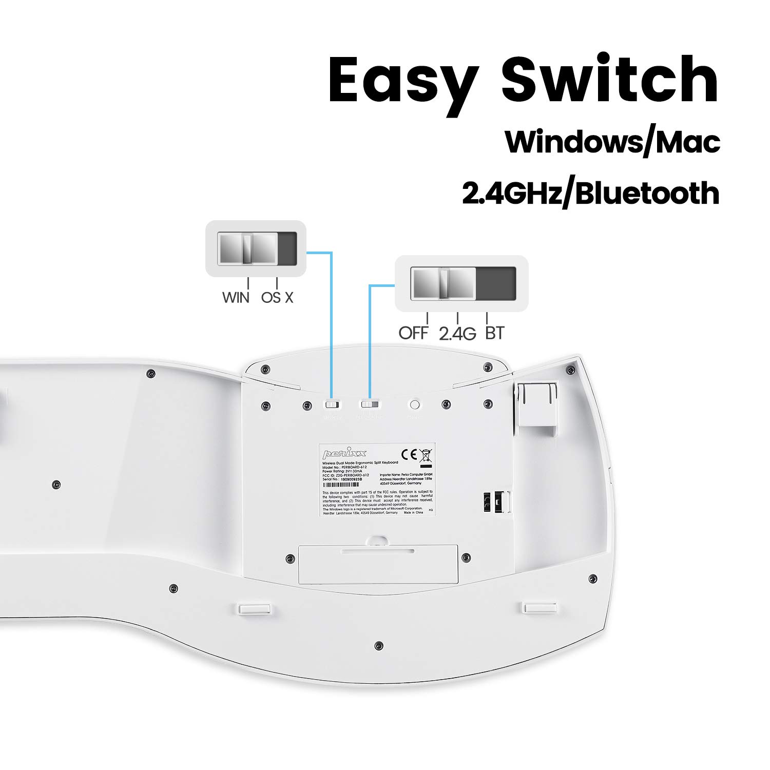Foto 4 | Teclado Perixx Periboard-612 Usb Inalámbrico Ergonómico - Venta Internacional.