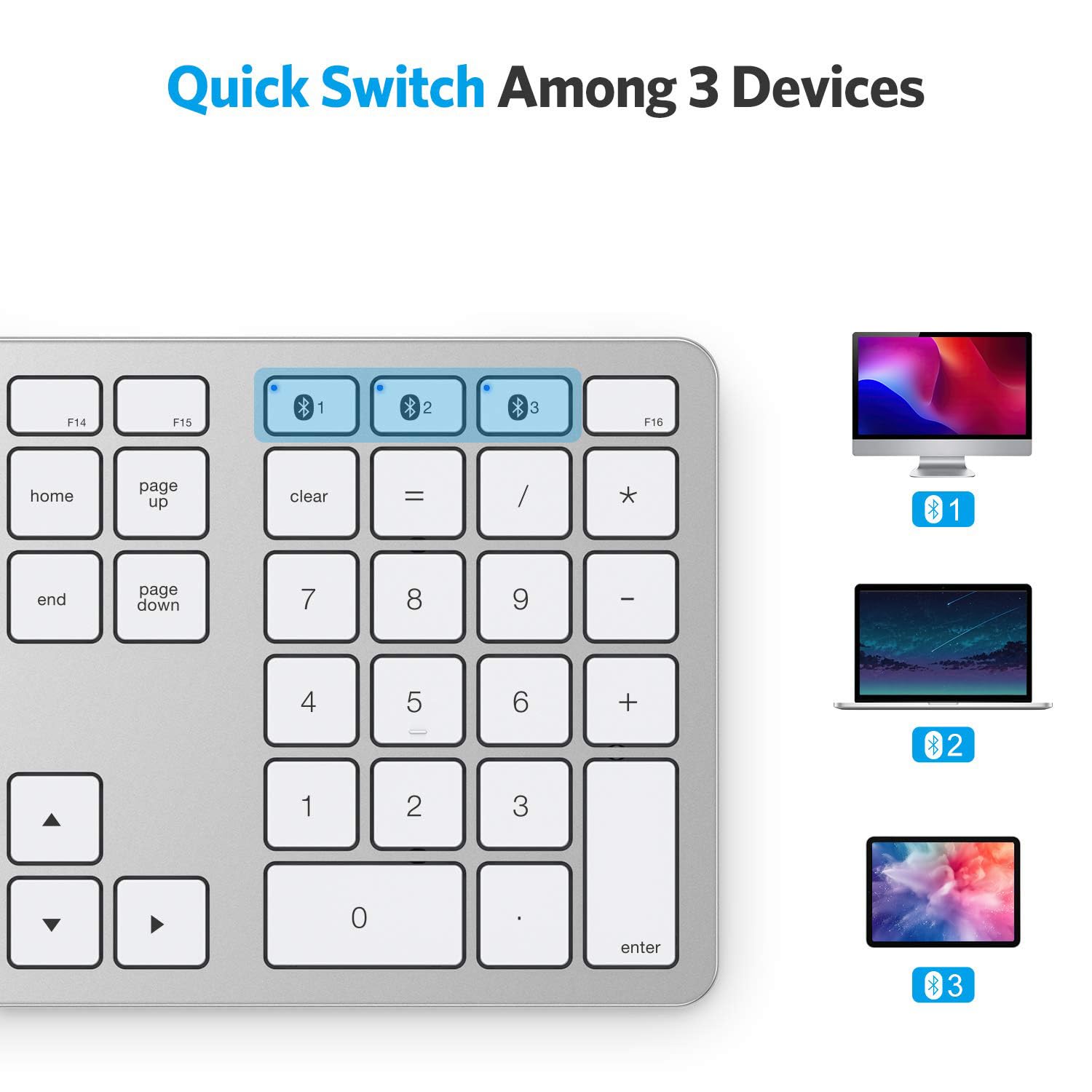Foto 3 pulgar | Teclado Bluetooth Omoton Compatible Con Mac Silver - Venta Internacional.