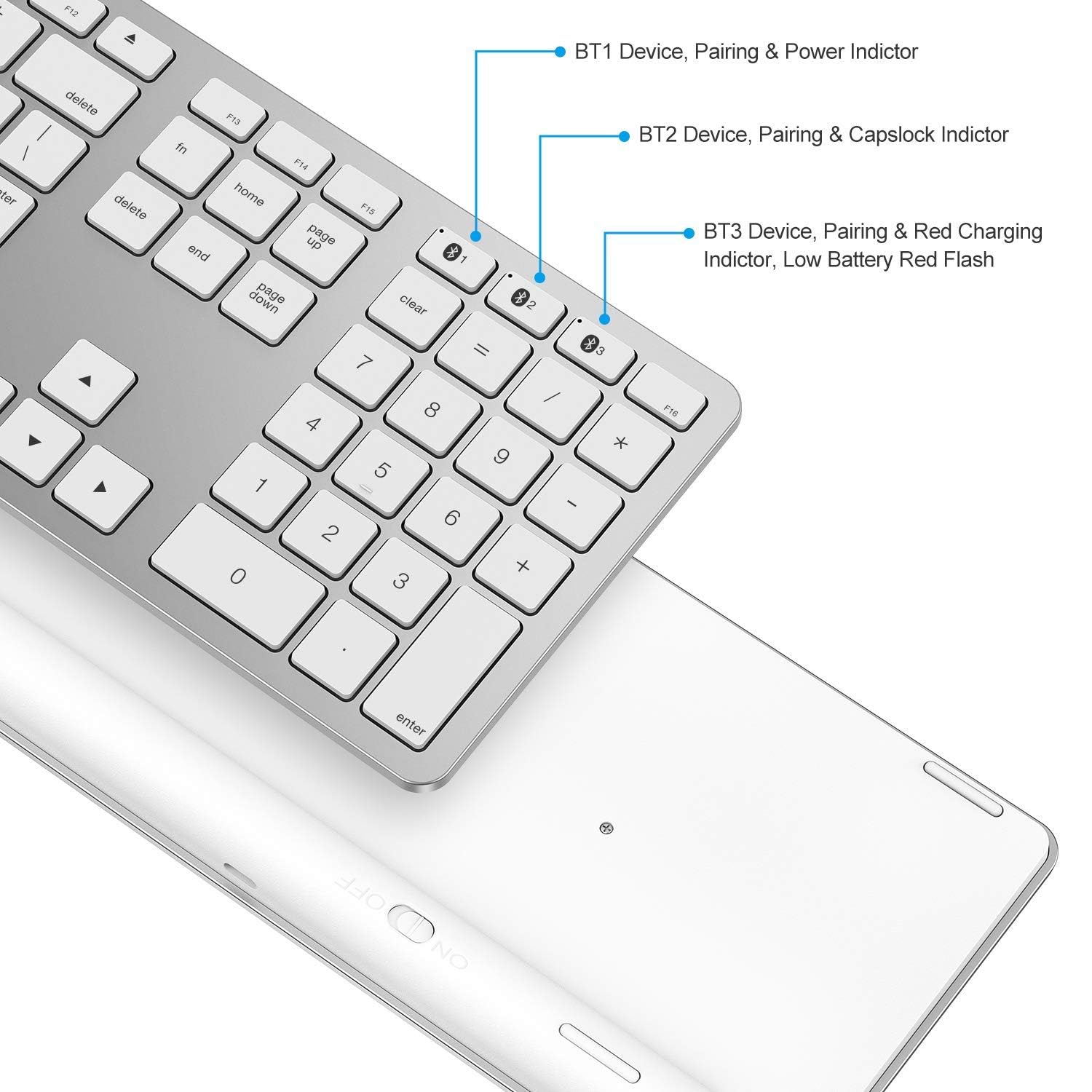 Foto 3 | Teclado Bluetooth Omoton Compatible Con Mac Silver - Venta Internacional.