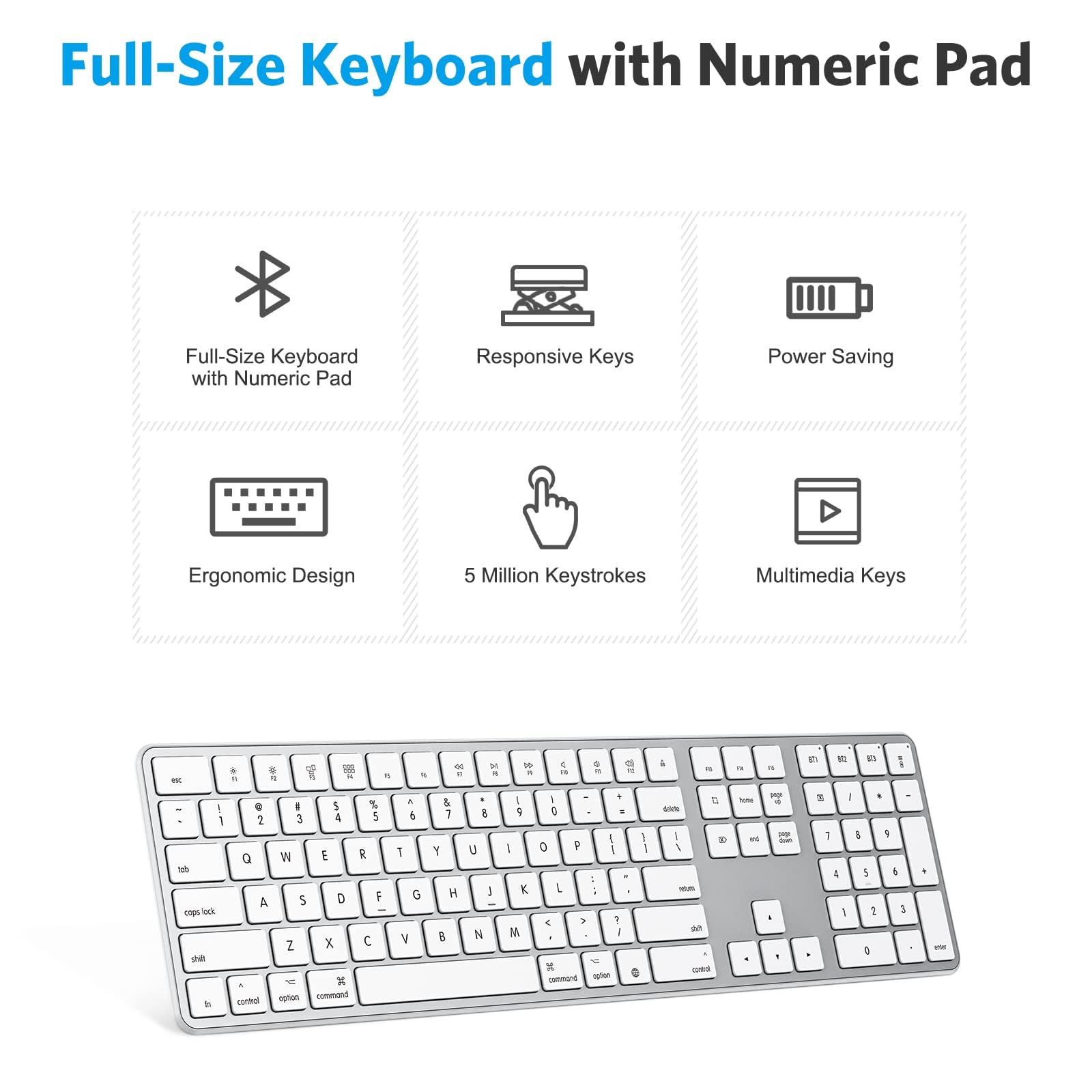 Foto 7 pulgar | Teclado Bluetooth Omoton Compatible Con Mac Silver - Venta Internacional.
