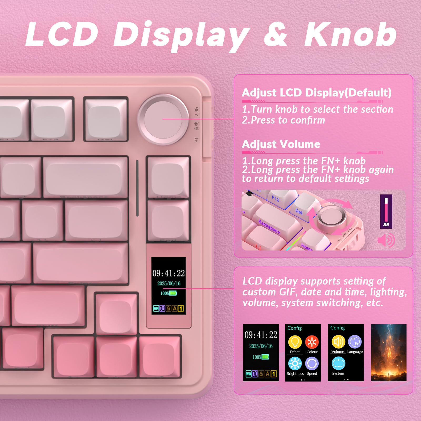 Foto 3 | Teclado Mecánico Inalámbrico Aula S75 Pro Con Pantalla Y Perilla - Venta Internacional.