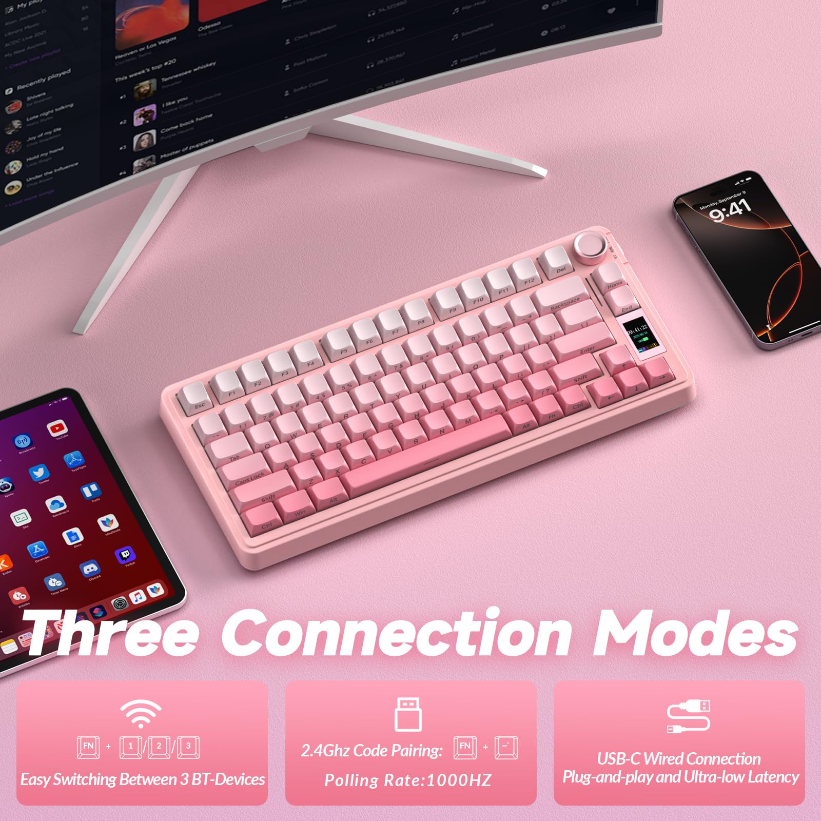 Foto 5 pulgar | Teclado Mecánico Inalámbrico Aula S75 Pro Con Pantalla Y Perilla - Venta Internacional.
