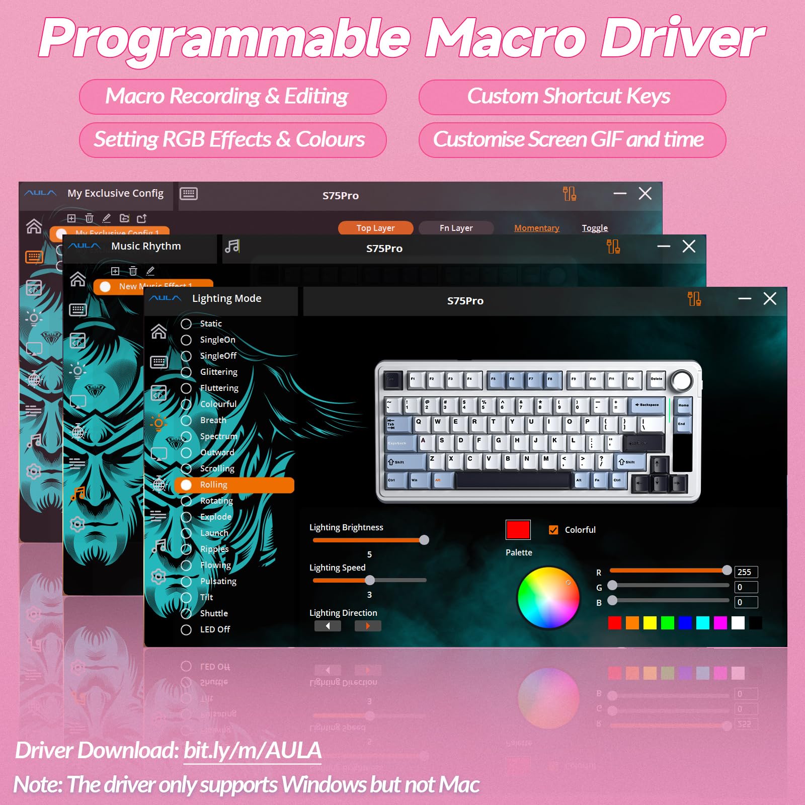 Foto 8 pulgar | Teclado Mecánico Inalámbrico Aula S75 Pro Con Pantalla Y Perilla - Venta Internacional.