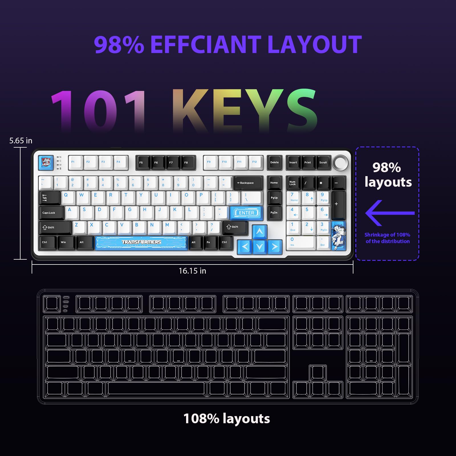 Foto 7 | Teclado Mecánico Transformers Gk01 Wireless Rgb Bt5.0 - Venta Internacional.