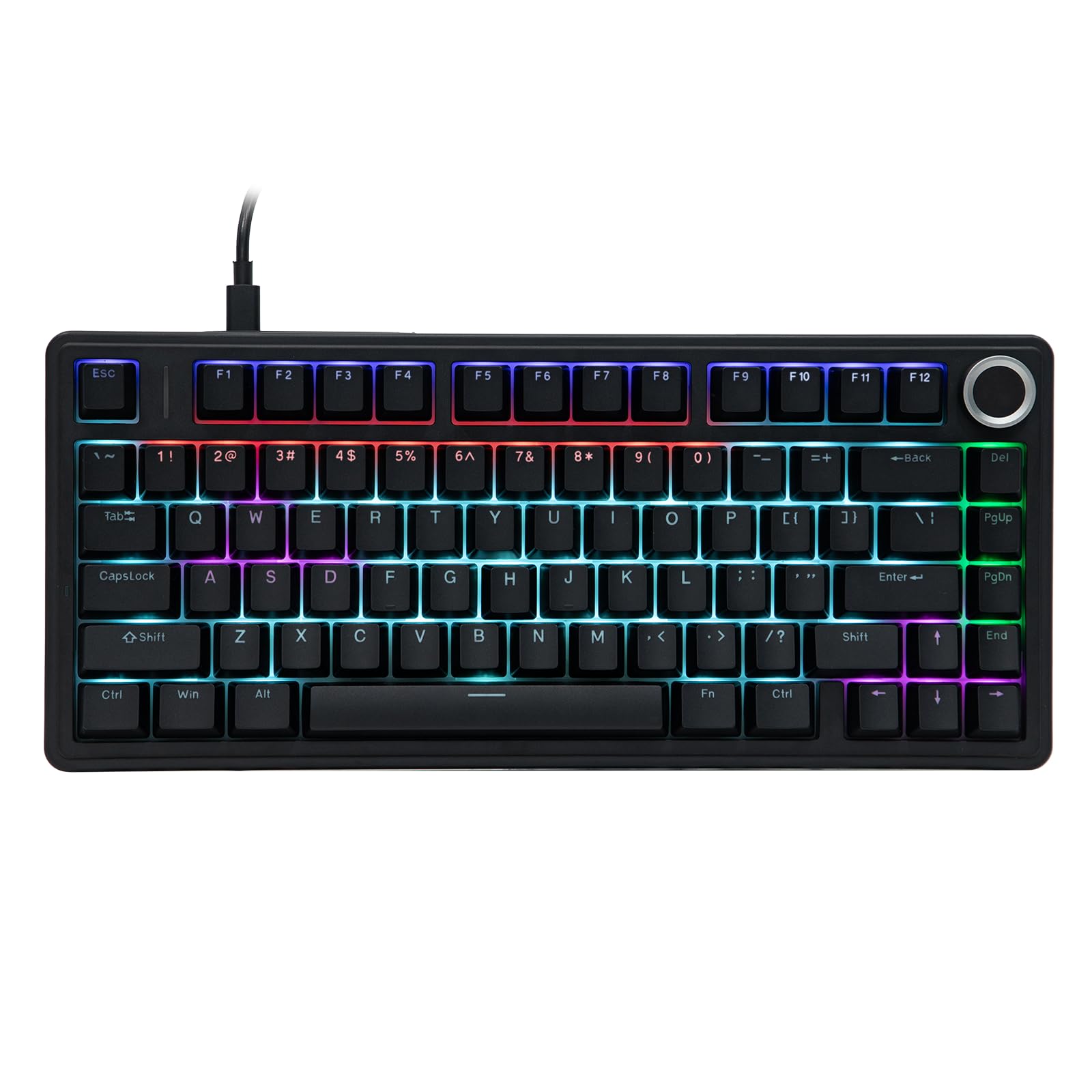 Teclado Para Juegos Epomaker Aula F75 Con Cable 75% Con Perilla Negra - Venta Internacional.