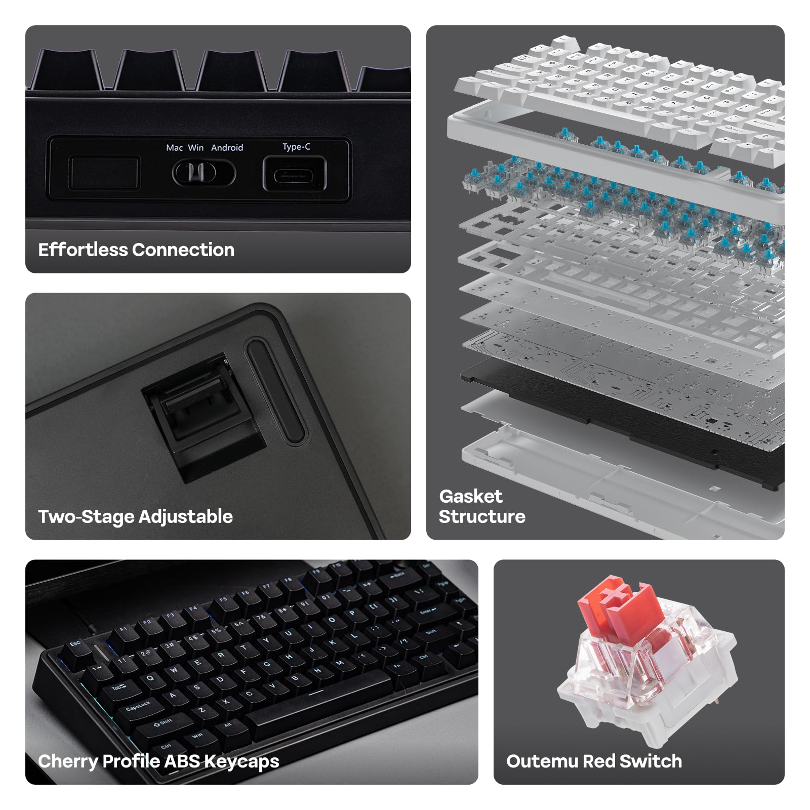 Foto 3 | Teclado Para Juegos Epomaker Aula F75 Con Cable 75% Con Perilla Negra - Venta Internacional.