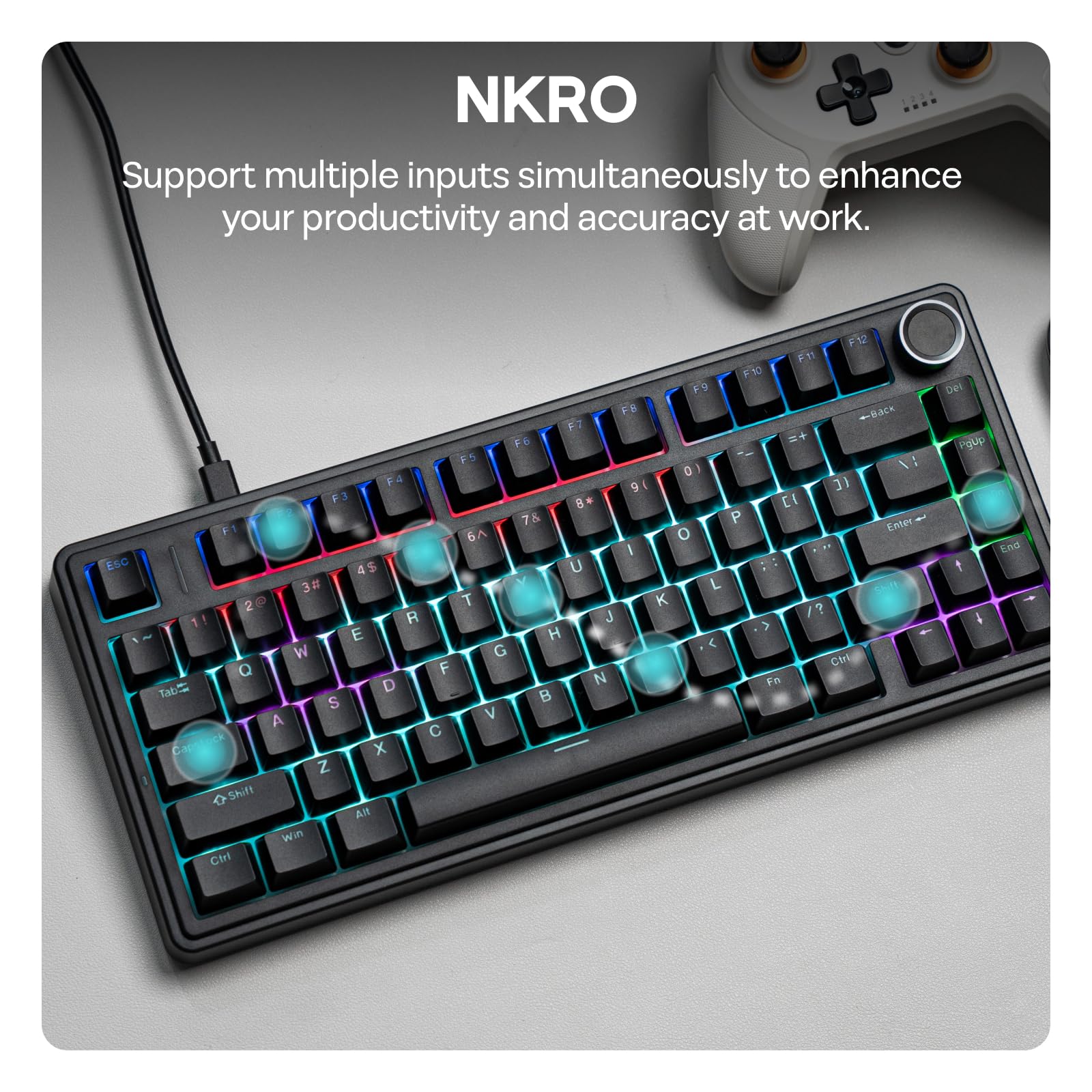 Foto 6 pulgar | Teclado Para Juegos Epomaker Aula F75 Con Cable 75% Con Perilla Negra - Venta Internacional.