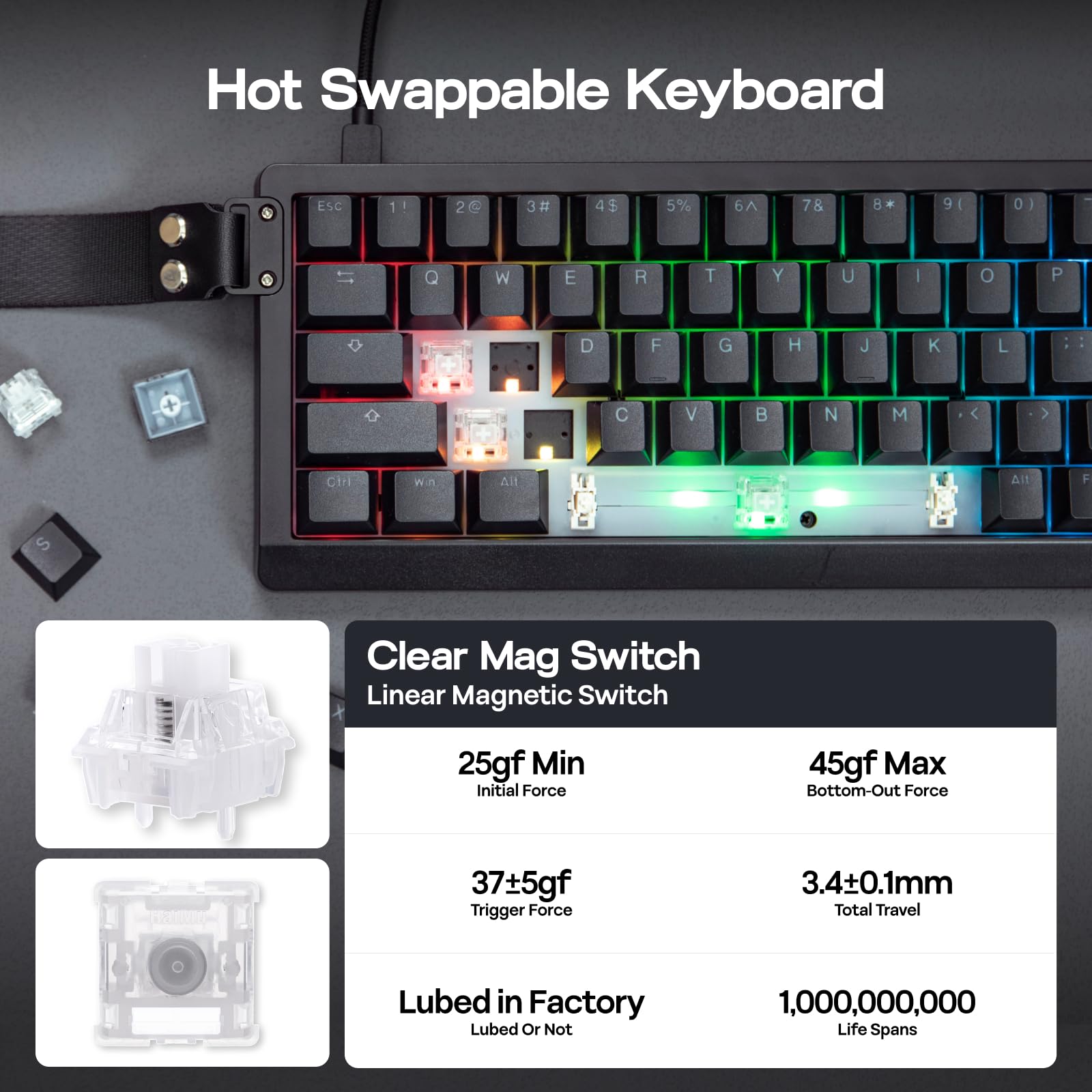 Foto 7 pulgar | Teclado Gaming Epomaker He68 Lite Hall Effect Alámbrico Negro - Venta Internacional.
