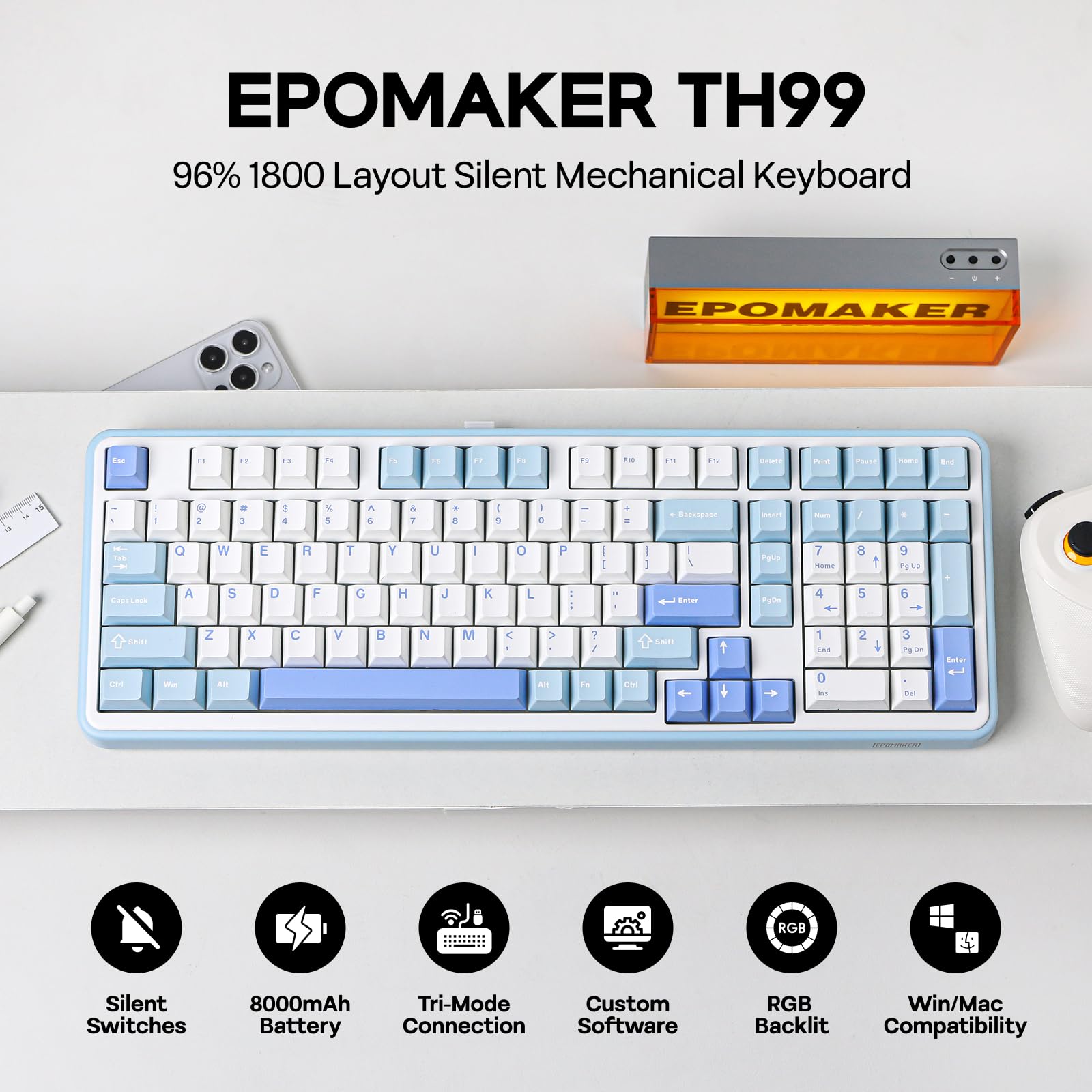 Foto 2 | Teclado Mecánico Inalámbrico Epomaker Th99 Con Interruptor Silencioso - Venta Internacional.