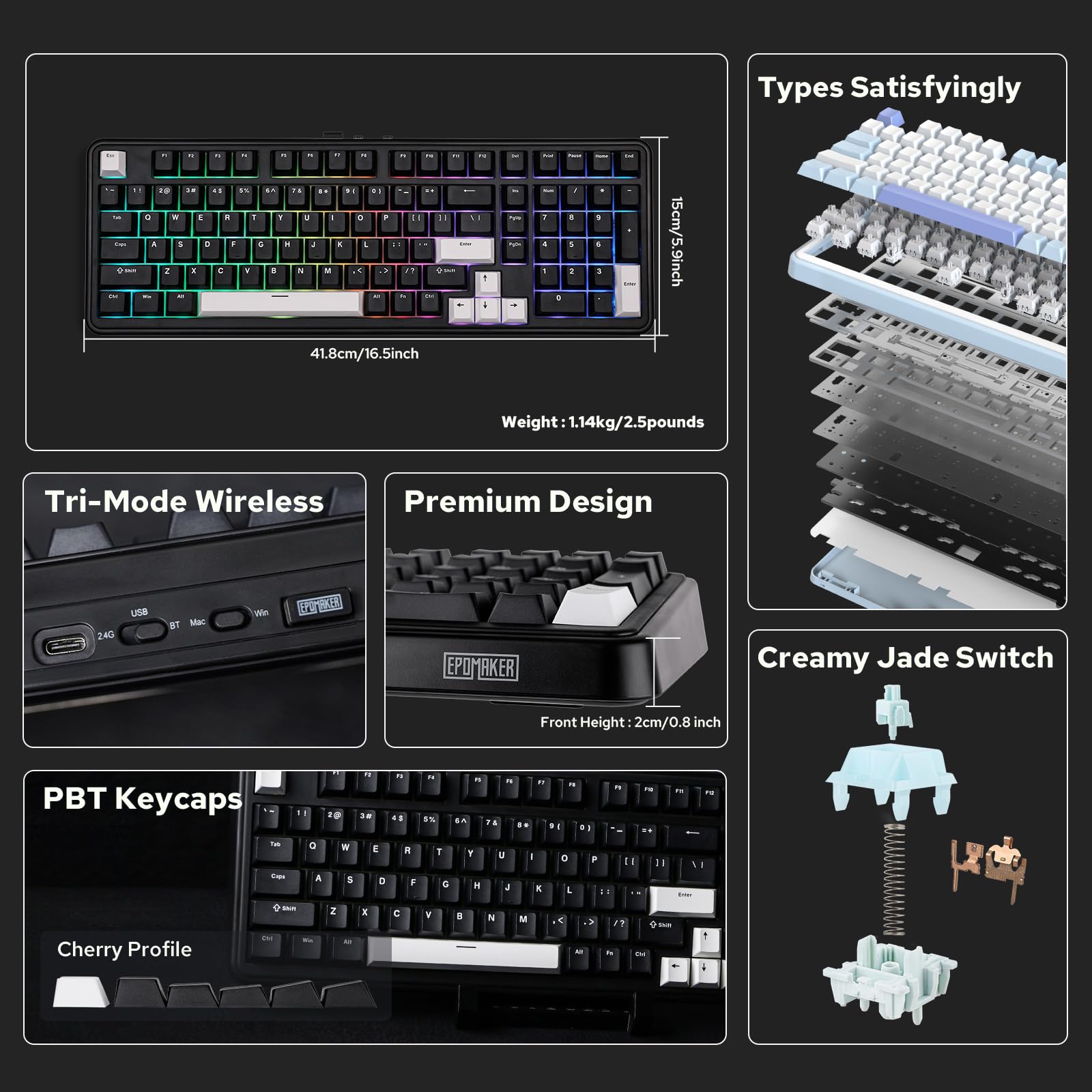 Foto 2 | Teclado Mecánico Inalámbrico Epomaker Th99 Con Teclado Numérico Rgb - Venta Internacional.