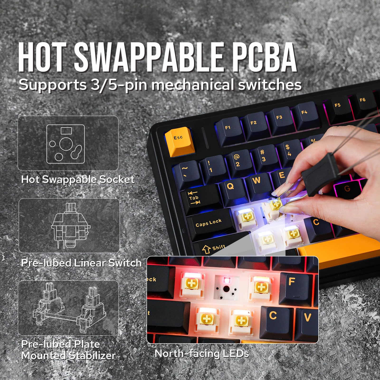 Foto 5 pulgar | Teclado Mecánico Epomaker X Aula F75 Gasket 75% Rgb Negro - Venta Internacional.