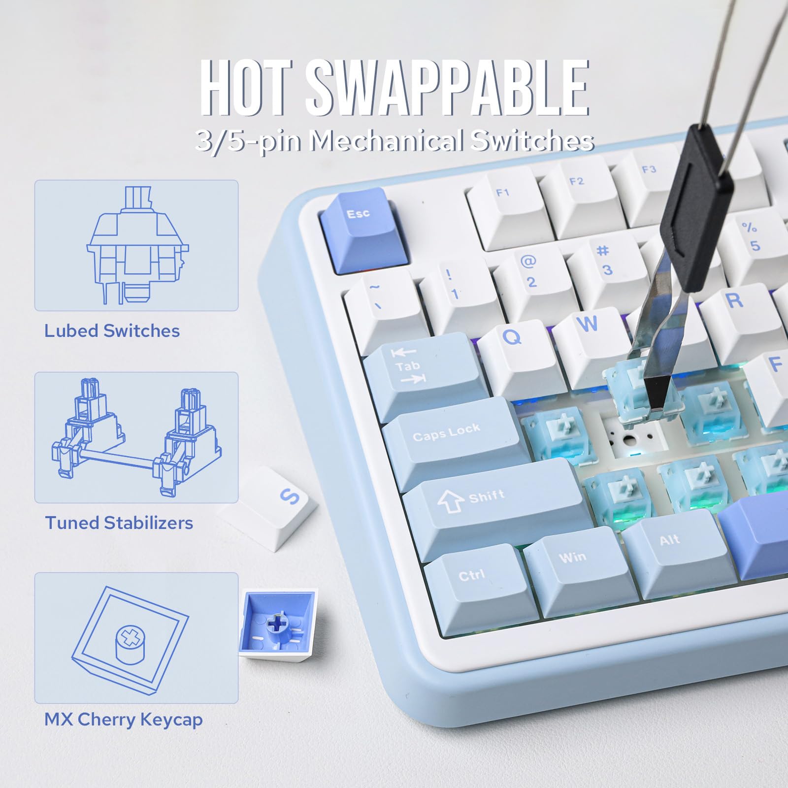 Foto 7 | Teclado Mecánico Inalámbrico Epomaker Th99 Con Rgb Y Teclado Numérico - Venta Internacional.