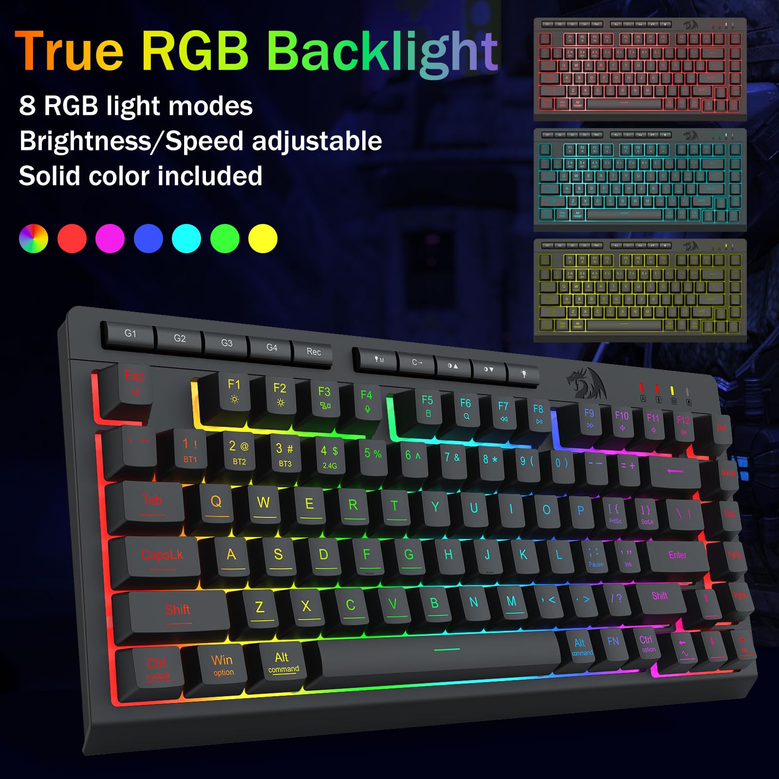 Foto 6 | Teclado Inalámbrico Portátil Para Juegos Redragon K524rgb-pro - Venta Internacional.