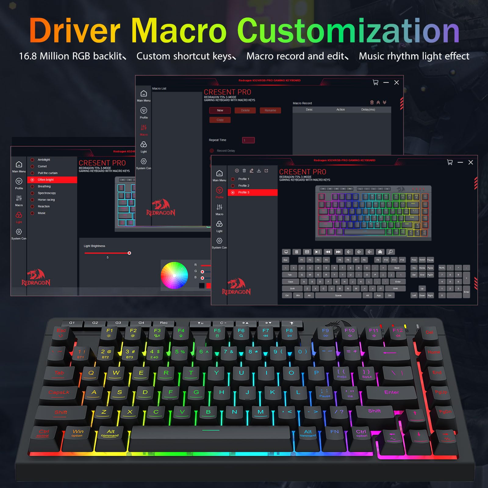 Foto 7 | Teclado Inalámbrico Portátil Para Juegos Redragon K524rgb-pro - Venta Internacional.
