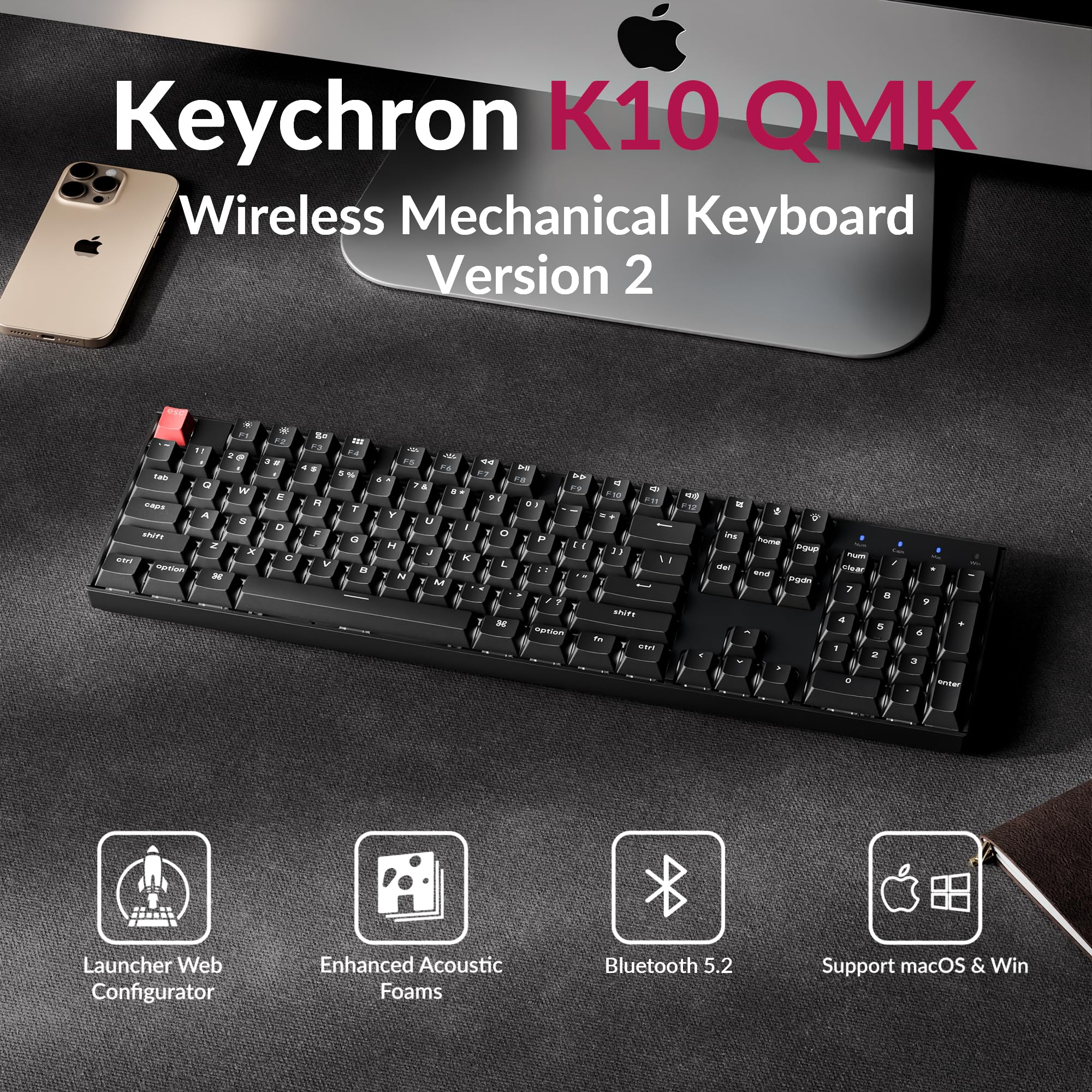 Foto 3 pulgar | Teclado Keychron K10 V2  Tamaño Completo  104 Teclas  Bluetooth  Mac/win - Venta Internacional.
