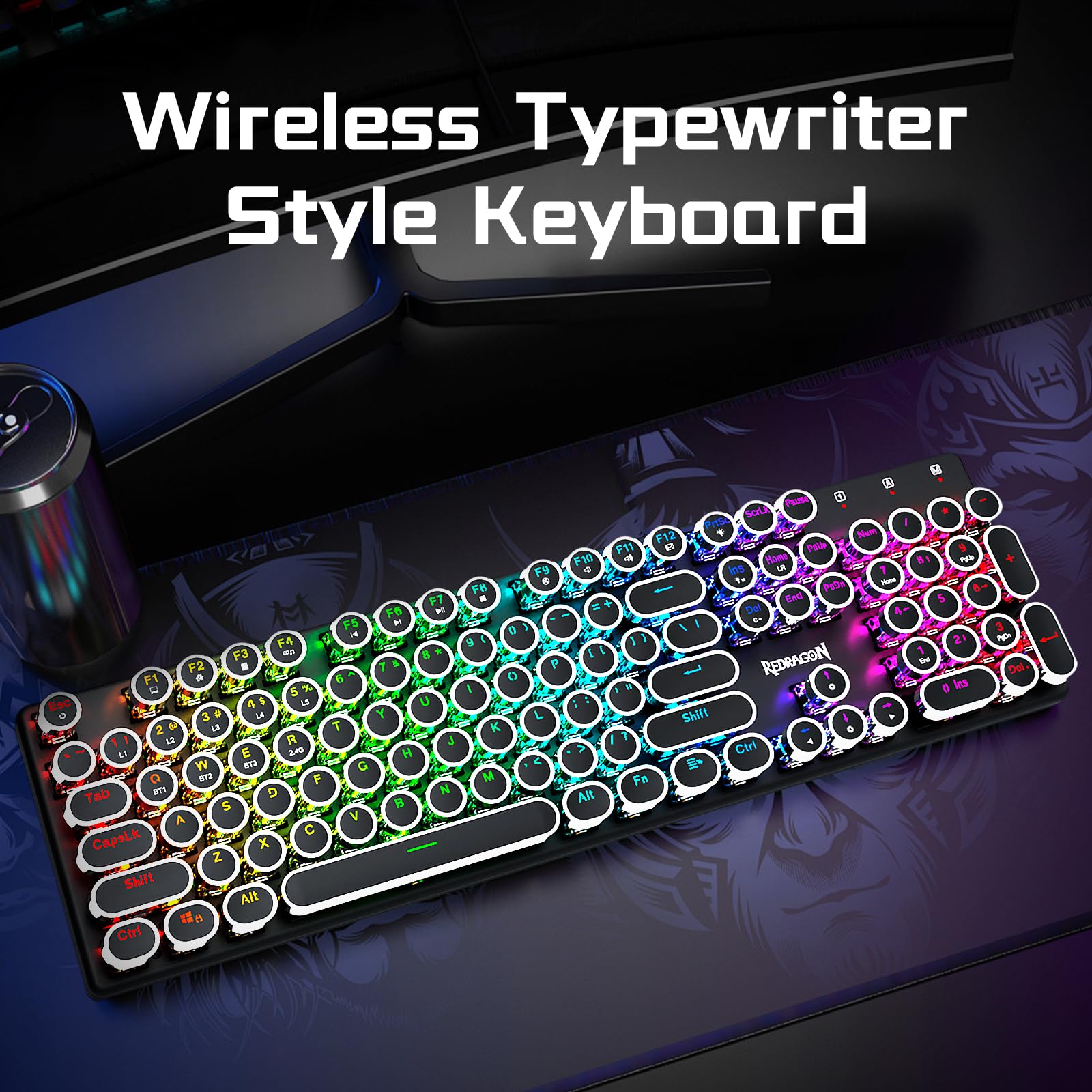 Foto 3 pulgar | Teclado Mecánico Para Juegos Redragon Typewriter K710w Black - Venta Internacional.
