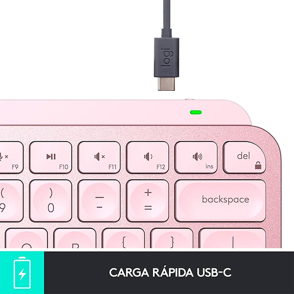 Foto 5 | Teclado Logitech Mx Keys Mini 920-010478 color Rosa Inalam con Iluminación
